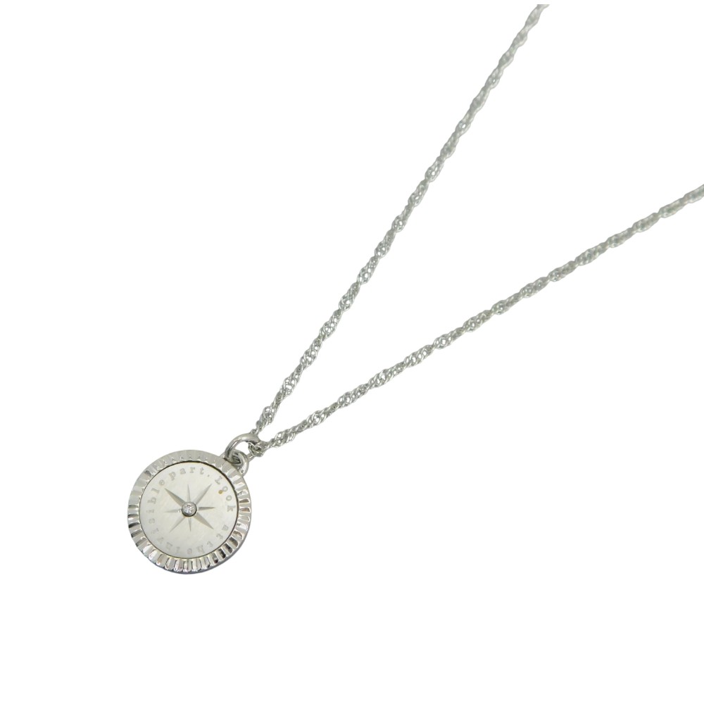 SCOMMAG　エスカマジー　コンパスネックレス　約5.2g　全長50ｃｍ　サージカルステンレス　316L　シルバーカラー　メンズ　レディース　ユニセックス　ジュエリー　プレゼント包装　ギフト【中古】新居浜店