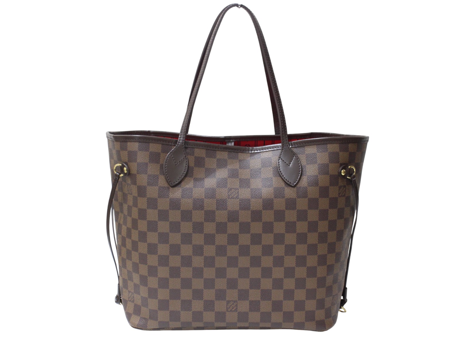 LOUIS VUITTON ルイ・ヴィトン ネヴァーフルMM N51105 トートバッグ ダミエ・エベヌキャンバス 赤銅色系×赤いこと系 引っ掛かり開閉式 ゴールド金具 レディース メンズ ユニ一発やる 定番 一般受け 差し上げ物 差し上げ物荷造り可【中古】松前R56号店