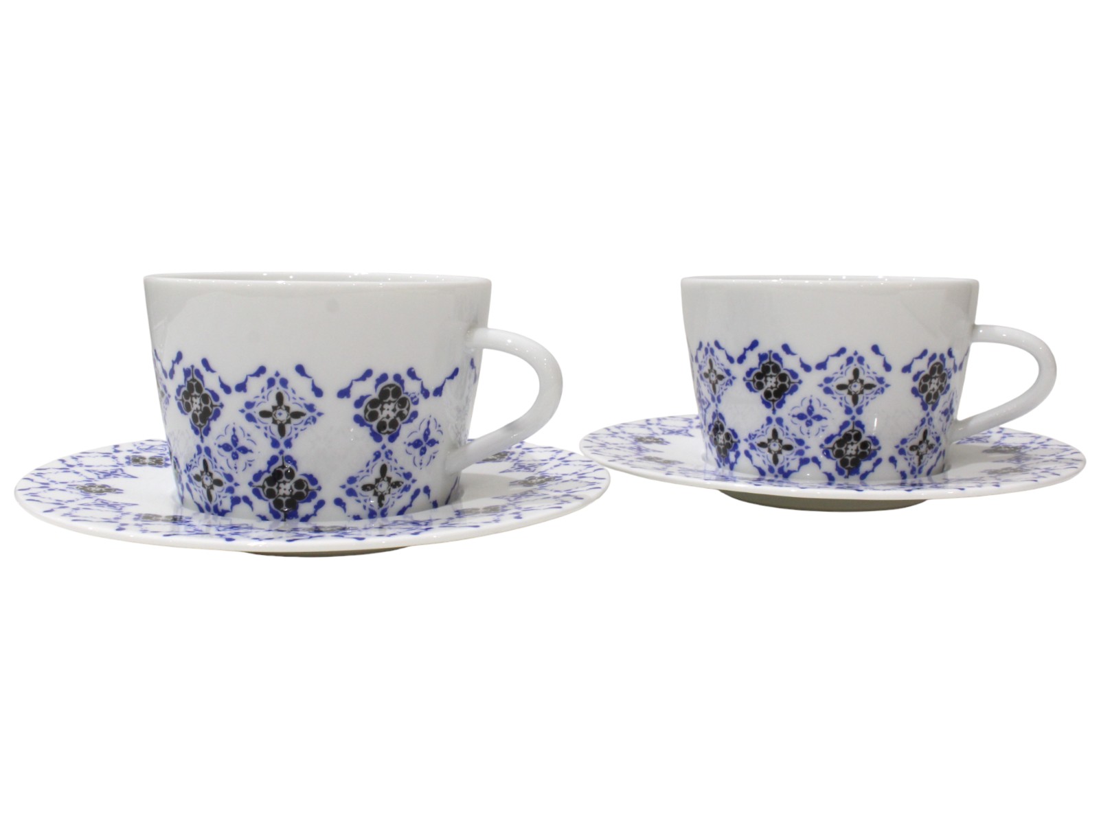 【箱あり】LOUIS VUITTON ルイ・ヴィトン Set Of 2 Teacups and Saucers LV By The Pool 紅茶優勝杯\u0026平円盤 2客書き割り R95823 モノグラム･御花 モザイック 画題 瀬戸もの 白いこと 食器 定番 一般受け 差し上げ物 差し上げ物荷造り可【中古】松前R56号店