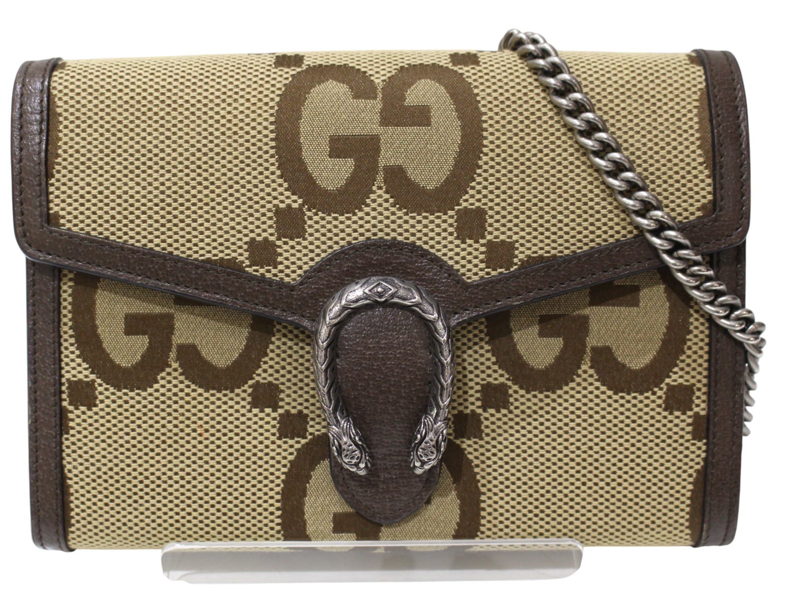 【箱・布袋あり】GUCCI　グッチ　ディオニュソスチェーンウォレット　401231　ウォレットバッグ　GGスプリーム　タイガーヘッド　ブラウン系　シルバー金具　斜め掛け　ショルダーバッグ　レディース　定番　人気　ギフト　プレゼント包装可【中古】松前R56号店
