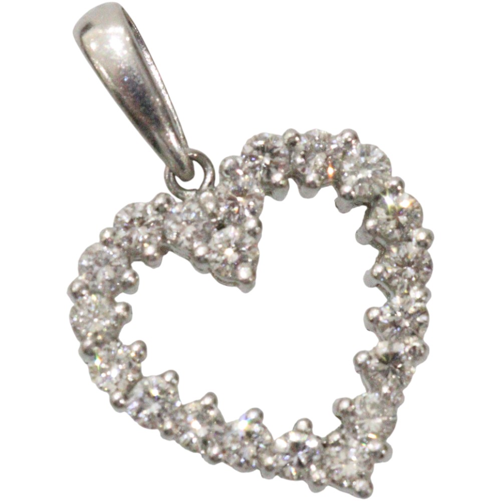 Pt900　プラチナ　ハート ネックレストップ　ダイヤモンド　0.65ct　3.4g　ペンダント　シンプル　ジュエリー　レディース　ギフト　プレゼント包装可【中古】松前R56号店