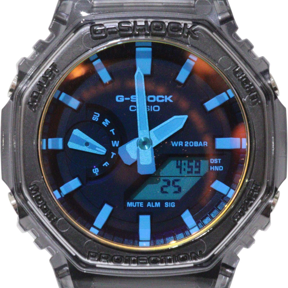 【箱･取説あり】CASIO　カシオ　G-SHOCK　ジーショック　2100シリーズ　GA-2100TLS-8AJF　クォーツ　アナログ　デジタル　カーボン　樹脂　グラデーション蒸着　グレースケルトン　オレンジ　メンズ　腕時計　ウォッチ　プレゼント包装　ギフト【中古】松前R56号店