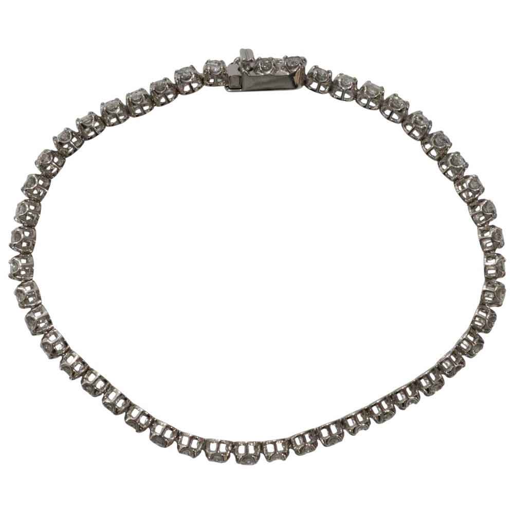 K18WG　テニスブレスレット　メレダイヤモンド　3.0ct　18cm　WG　ホワイトゴールド　シルバー　ジュエリー　レディース　ギフト　プレゼント包装可【中古】松前R56号店