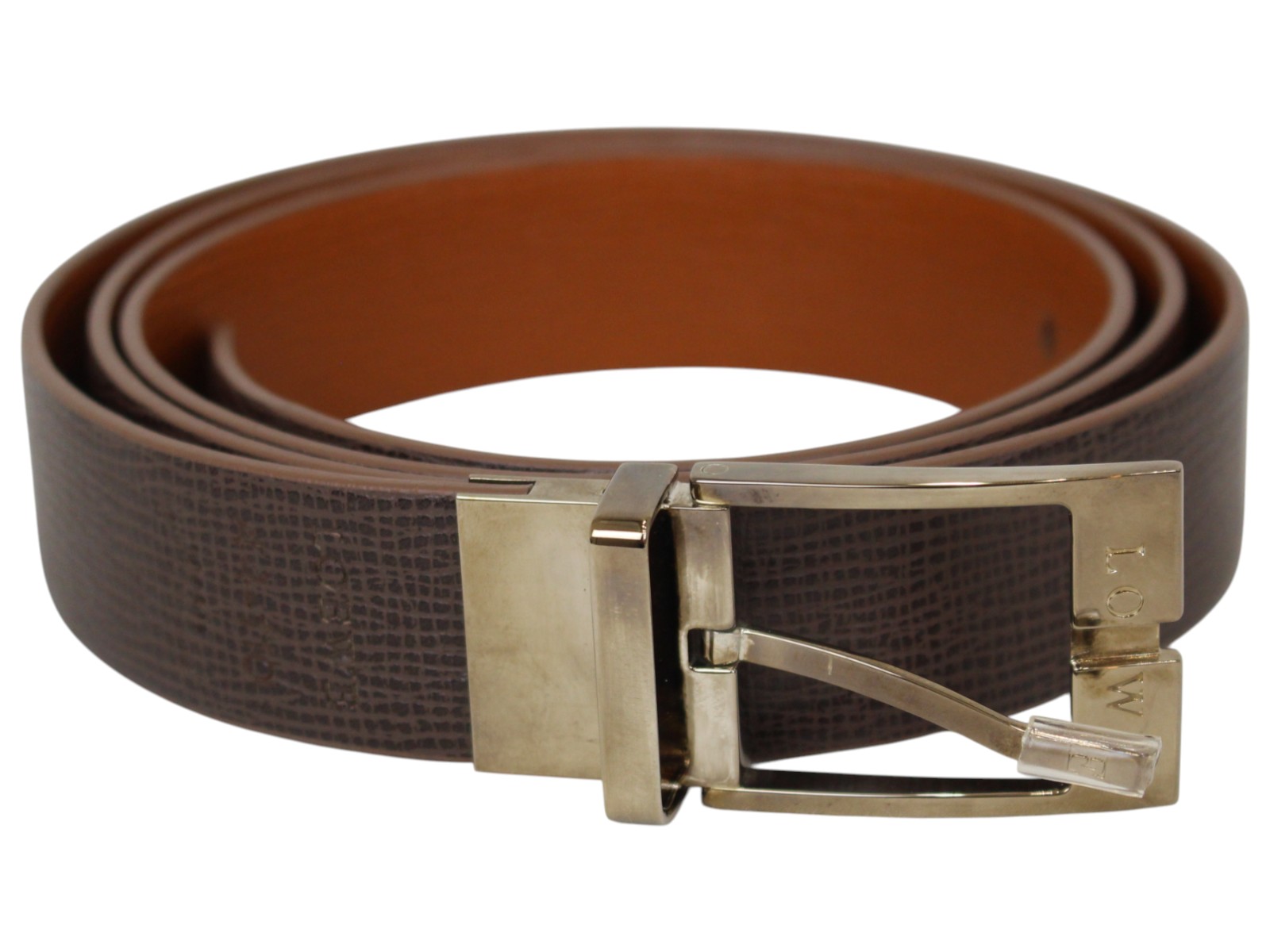 【箱・布袋あり】LOEWE　ロエベ　レザーベルト　44-110　ブラウン系　105.5～115.5cm　リバーシブル　2WAY　メンズ　紳士　ファッション小物　定番　人気　プレゼント包装可　ギフト【中古】松前R56号店