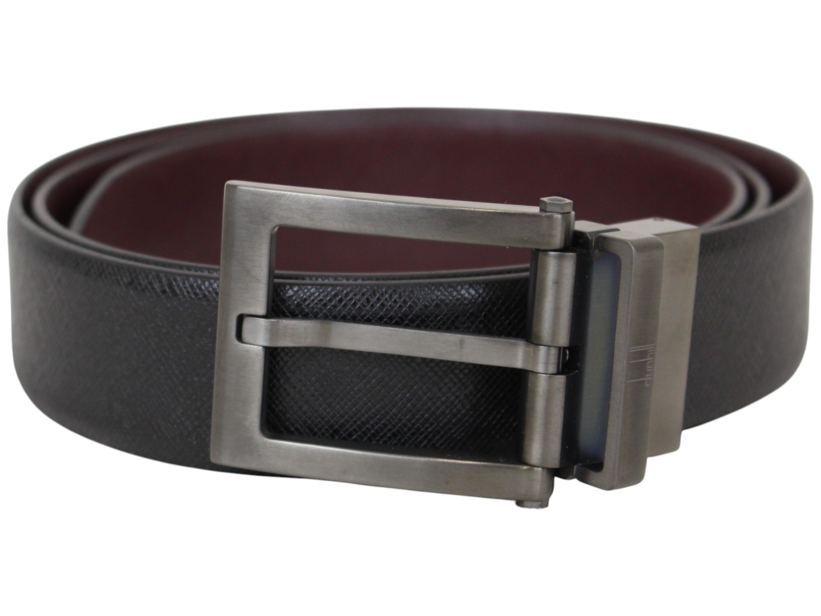 【未使用品・箱・布袋あり】dunhill　ダンヒル　リバーシブルベルト　2WAY　レザー　ブラック　ワインレッド系　85～98.5cm　メンズ　紳士　ファッション小物　シンプル　お洒落　人気　プレゼント包装可　ギフト【中古】松前R56号店