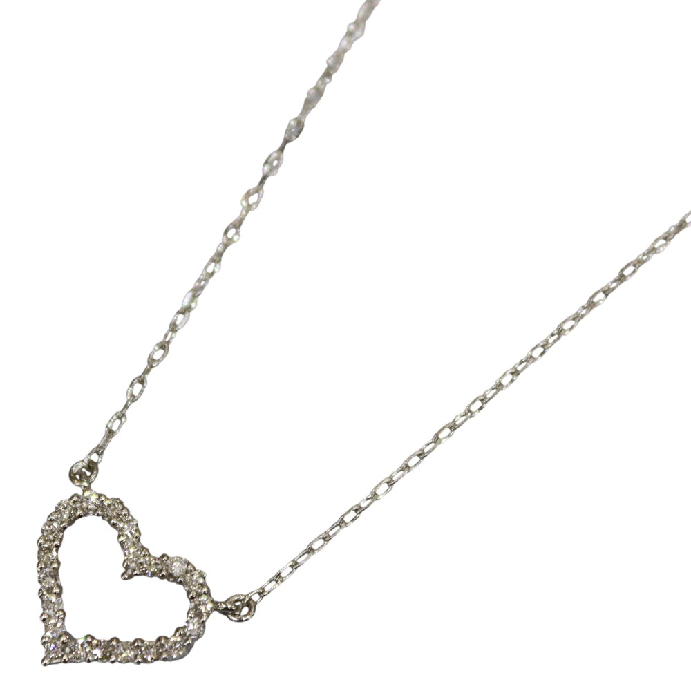 K18　ハートトップネックレス　750　メレダイヤモンド　D0.19ct　40cm　2.4g　レディース　ウィメンズ　アクセサリー　セレクトジュエリー　お洒落　ギフト　プレゼント包装可【中古】松前R56号店｜かんてい局松前Ｒ５６号店