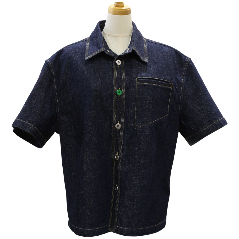 BOTTEGA VENETA ボッテガ・ヴェネタ ジーンズ半袖プルオーバー 666065 V0W20 大きさ48 M大きさ ぬい目 青味系 胸衣嚢 メンズ 成人男性 着飾る 流行り物 一般受け 分かりやすい 差し上げ物 差し上げ物荷作り可【中古】松前R56号店