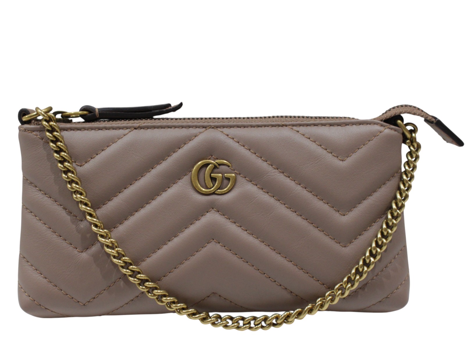 【箱・布袋あり】GUCCI グッチ GGマーモント 付属品合切袋 443129 ポシェット キルティング チェーンミニバッグ サクラ色ベージュ 可愛らしい レディース 一般受け 差し上げ物 差し上げ物荷拵え可【中古】松山久万ノ台店