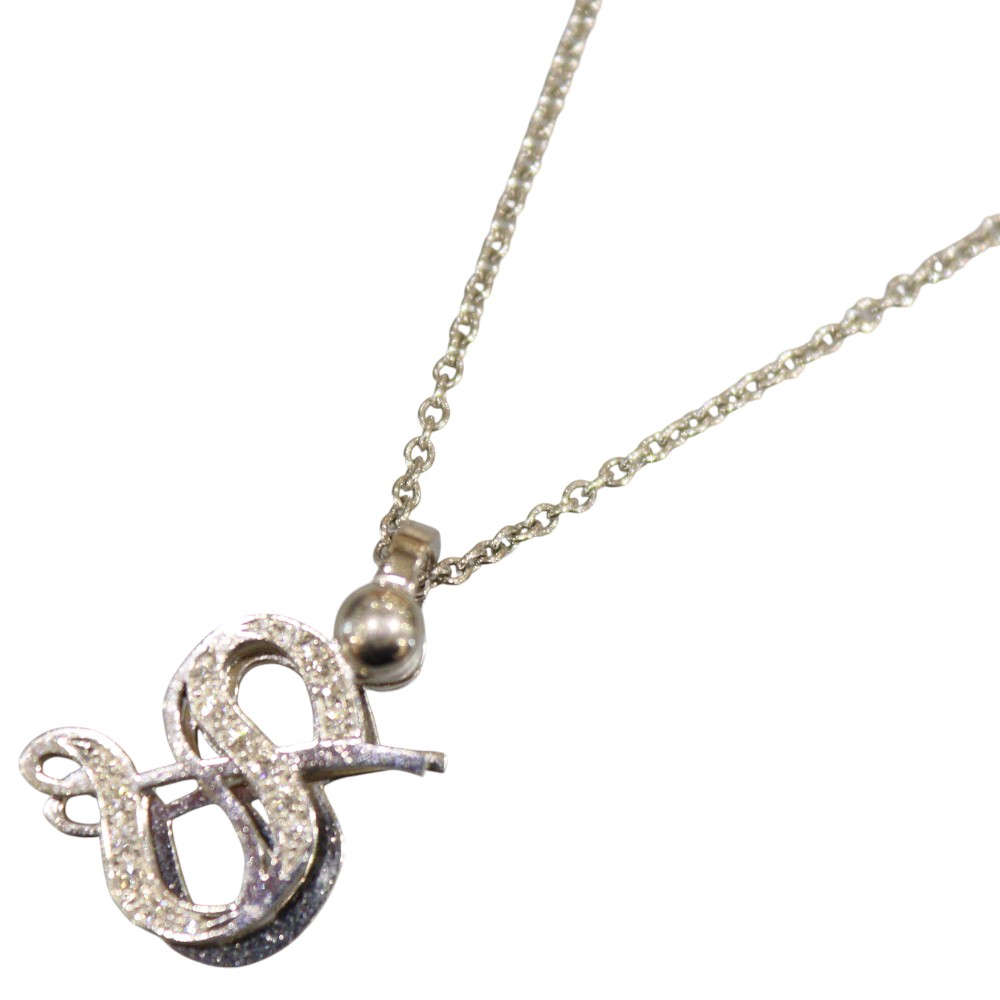 K18WG ホワイトゴールド イニシャルSデザイントップ ネックレス ダイヤモンド 0.14ct 丸アズキチェーン 9.28g 約39.5cm ペンダント 綺麗 豪華 ゴージャス レディース ギフト プレゼント包装可【中古】松前R56号店|かんてい局松前R56号店