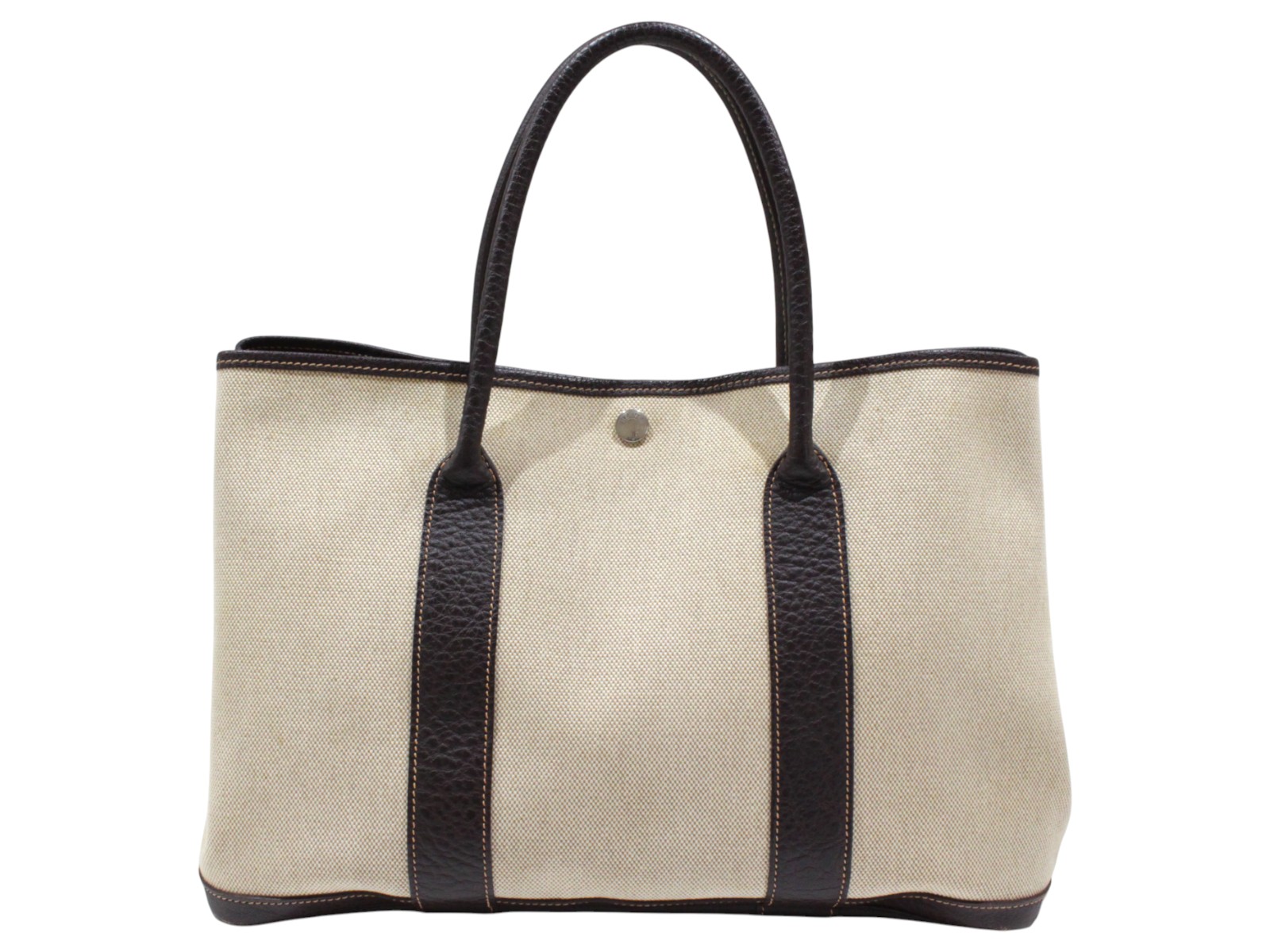 HERMES エルメス 庭園寄り合いPM □H目じるし 2004年生み出すこと トートバッグ ハンドバック ベージュ系×暗然たる赤銅色系 帆布×なめし革 分かりやすい メンズ レディース ユニ一発やる 差し上げ物 差し上げ物荷造り可【中古】松山久万ノ台店