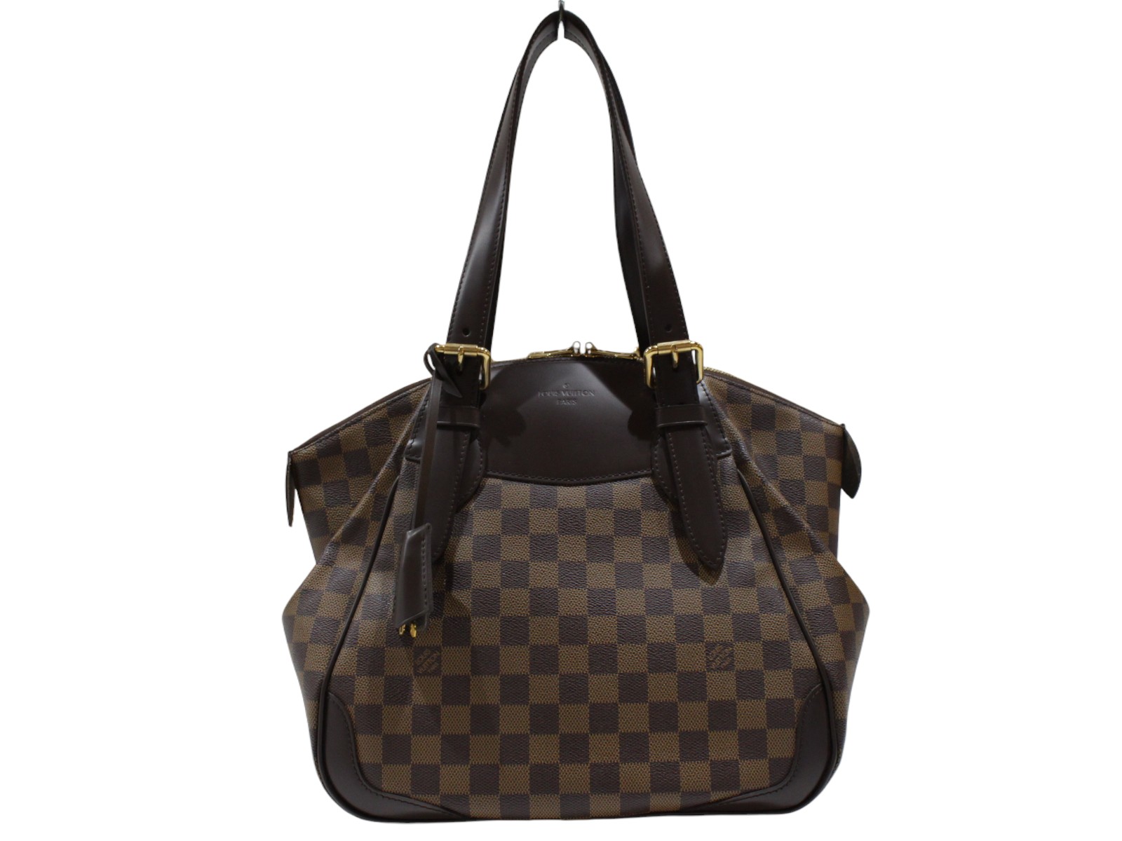 【鍵・カデナあり】LOUIS VUITTON　ルイ・ヴィトン　ヴェローナPM　N41117　ダミエ・エベヌ　ブラウン系　ゴールド金具　ハンドバッグ　ワンショルダー　肩掛け　ファスナー　レディース　定番　LV　人気　シンプル　ギフト　プレゼント包装可【中古】松山久万ノ台店｜かんてい局松前Ｒ５６号店