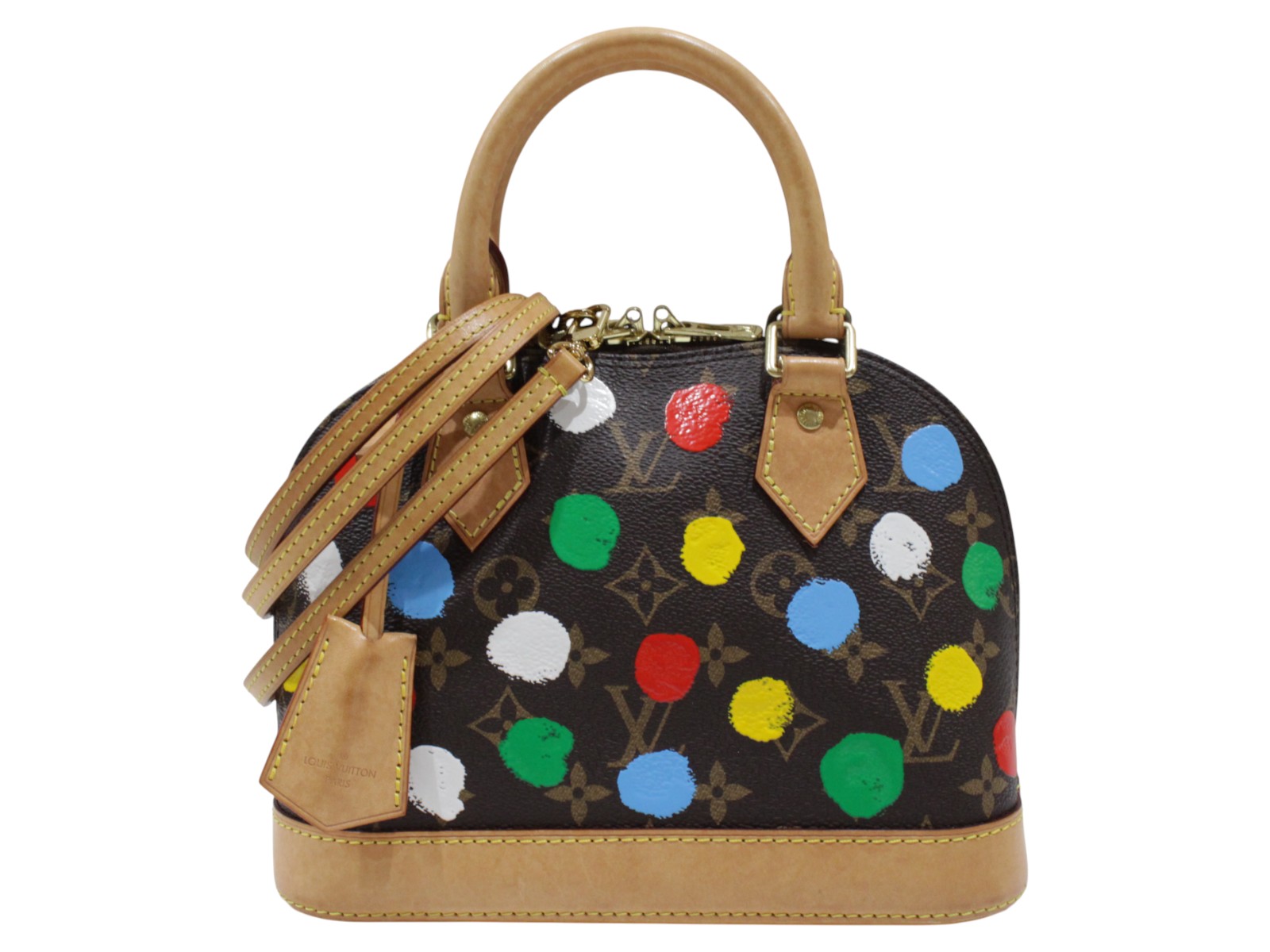【ショルダーストラップ・布袋あり】LOUIS VUITTON ルイ・ヴィトン LV×YK アルマBB 草間彌生 M46431 モノグラム・帆布 ハンドバック ショルダーバッグ 赤銅色系 マルチ色つや 点点 レディース 差し上げ物 差し上げ物荷作り可【中古】松山久万ノ台店