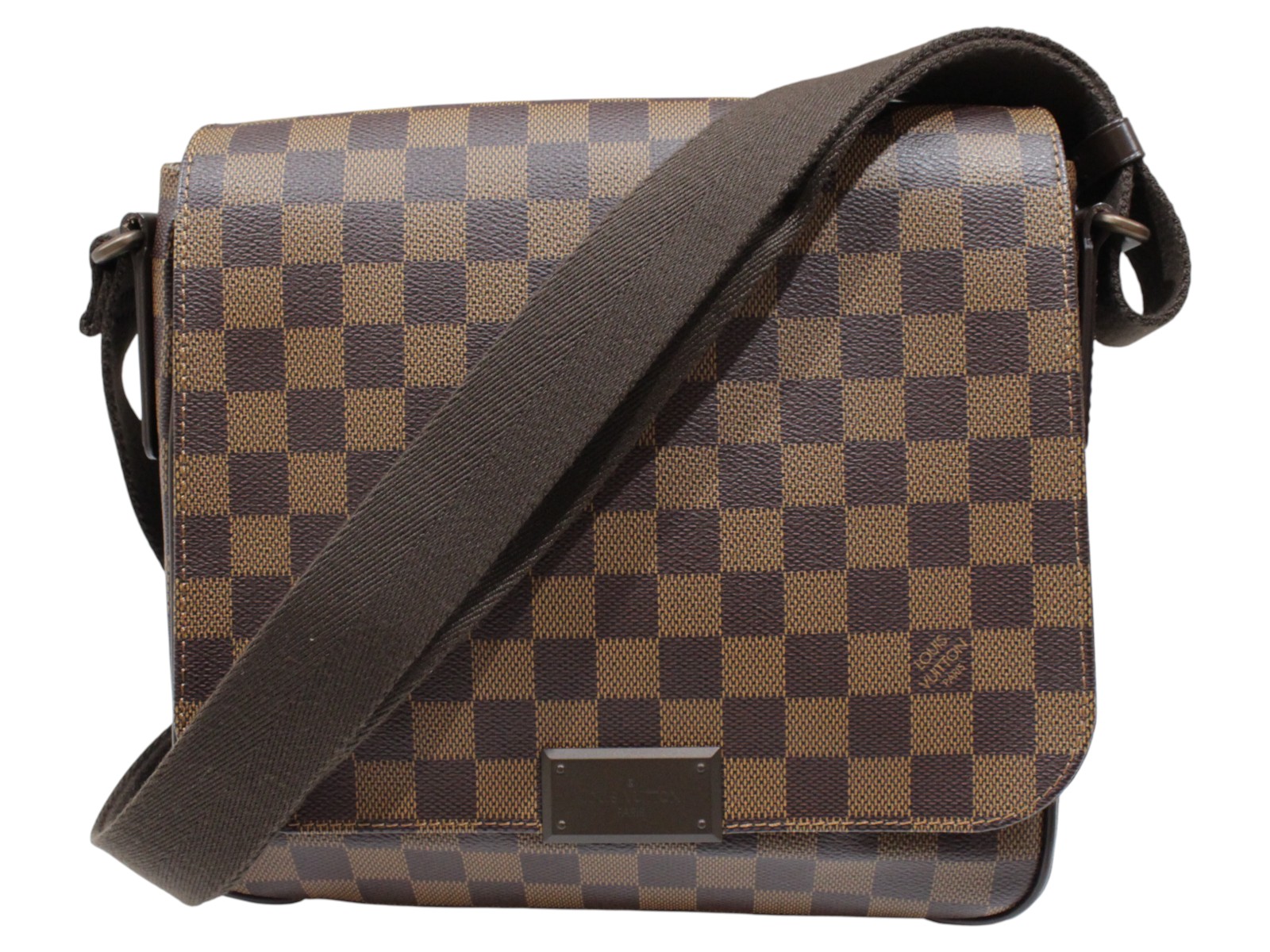 【箱・布袋あり】LOUIS VUITTON ルイ・ヴィトン ディストリクトPM N41213 ダミエ・エベヌ 帆布 赤銅色 ショルダーバッグ 曲がった掛け ユニ一発やる メンズ レディース ウィメンズ 心地よい 差し上げ物 差し上げ物荷造り可【中古】松山久万ノ台店