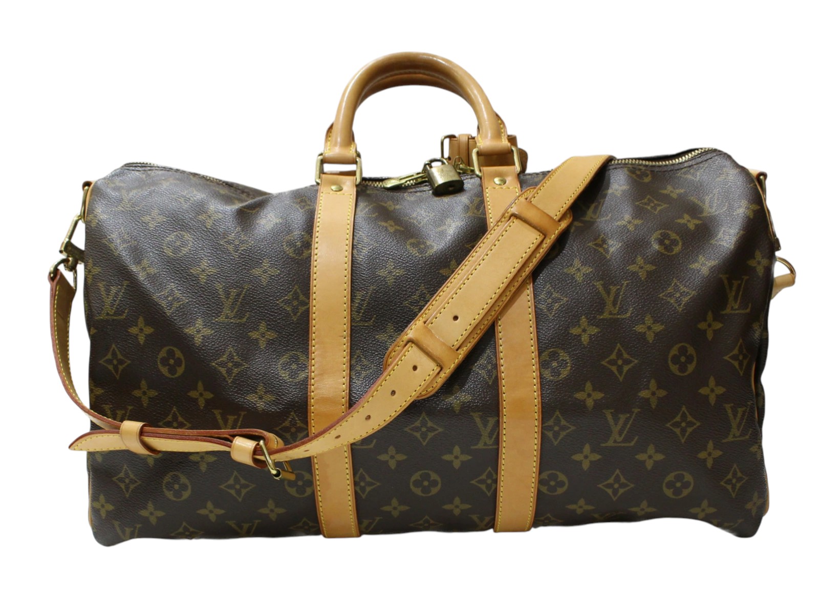LOUIS VUITTON ルイヴィトン キーポル・バンドリエール45 M41418 ボストンバッグ 旅する御徒面子 ストラップ付き添い人 モノグラム帆布 赤銅色系 鍵 カデナ 一般受け レディース メンズ ユニ一発やる 差し上げ物 差し上げ物荷造り可【中古】松山朝生田店