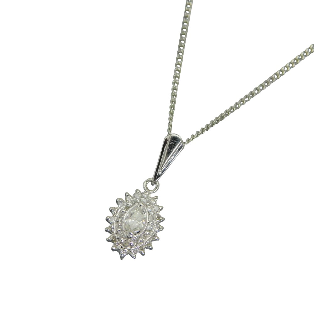 Pt850　ダイヤ付ネックレス　プラチナ　ダイヤモンド　0.15ct　約3.44g　約39.5cm　ネックレス　アクセサリー　セレクトジュエリー　シンプル　ジュエリー　レディース　ギフト　プレゼント包装可【中古】新居浜店