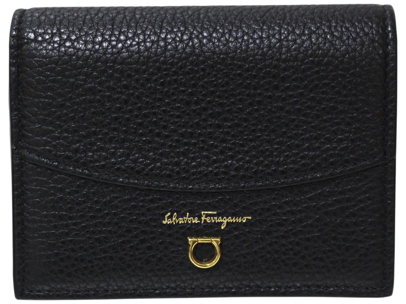 【箱あり】Salvatore Ferragamo サルヴァトーレ・フェラガモ コンパクトウォレット 22-0260 0742474 なめし革 黒いこと ミニ 紙入れ 分かりやすい レディース ウィメンズ ユニ一発やる 差し上げ物荷作り 差し上げ物 一般受け 定番【中古】松前R56号店