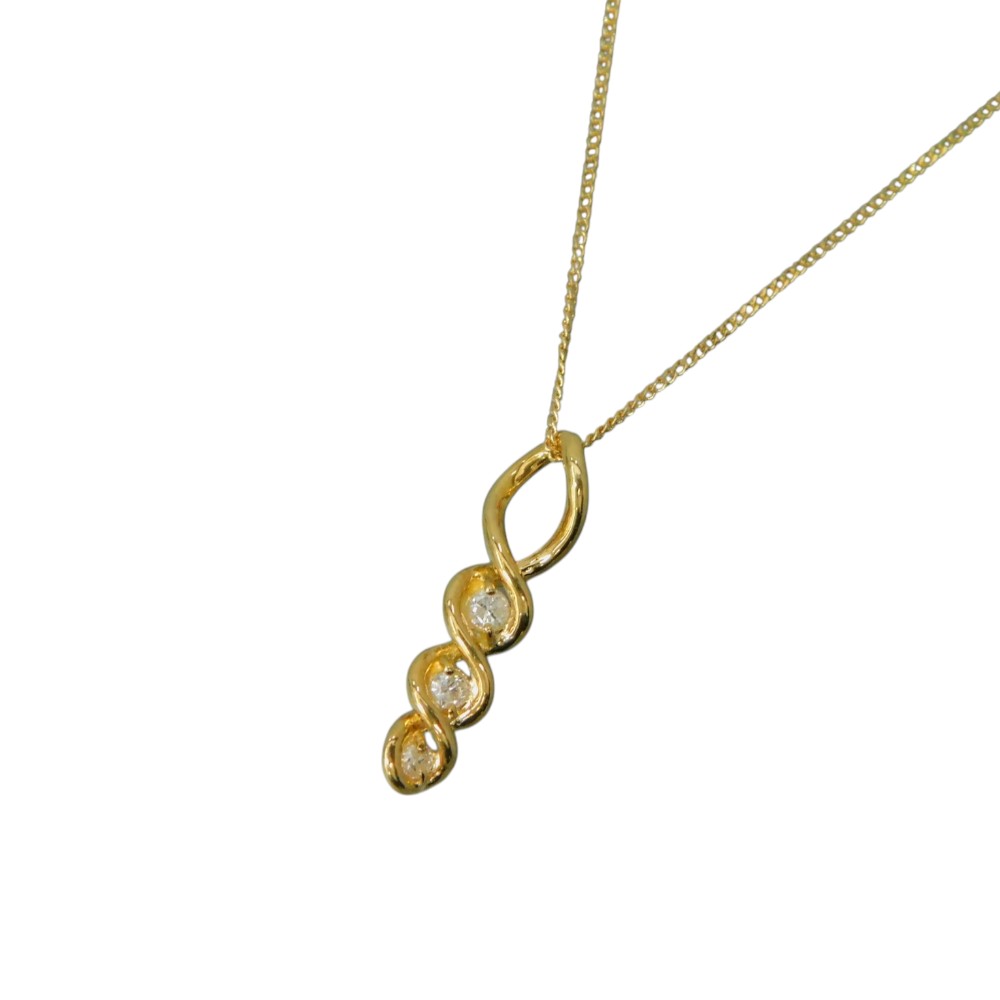 K18　ダイヤデザインネックレス　ダイヤモンド　0.08ct　約1.95g　約39.5cm　アクセサリー　ジュエリー　人気　レディース 　ギフト　プレゼント包装可【中古】新居浜店