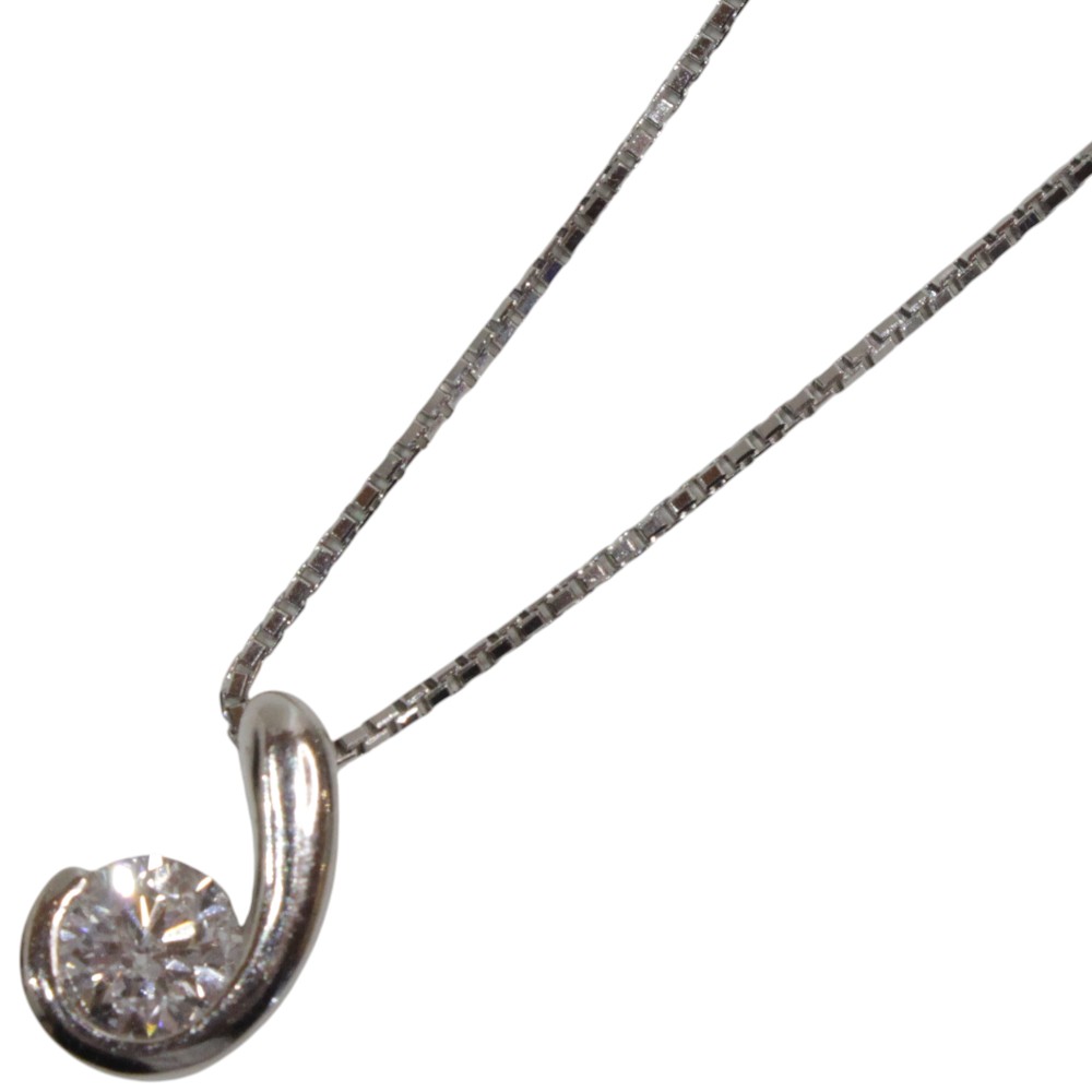 【アジャスター有】Pt850/Pt900　プラチナ　デザインネックレス　ダイヤモンド　0.366ct　3.3g　約45cm　上品　ペンダント　ジュエリー　シンプル　レディース　ギフト　プレゼント包装可【中古】松山久万ノ台店