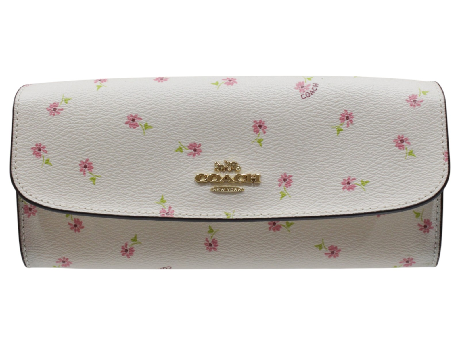 【箱あり】COACH　コーチ　ロングウォレット　F28853　長財布　花柄　ホワイト系　PVC　チャーム　レディース　ウィメンズ　人気　プレゼント包装　ギフト【中古】松山久万ノ台店