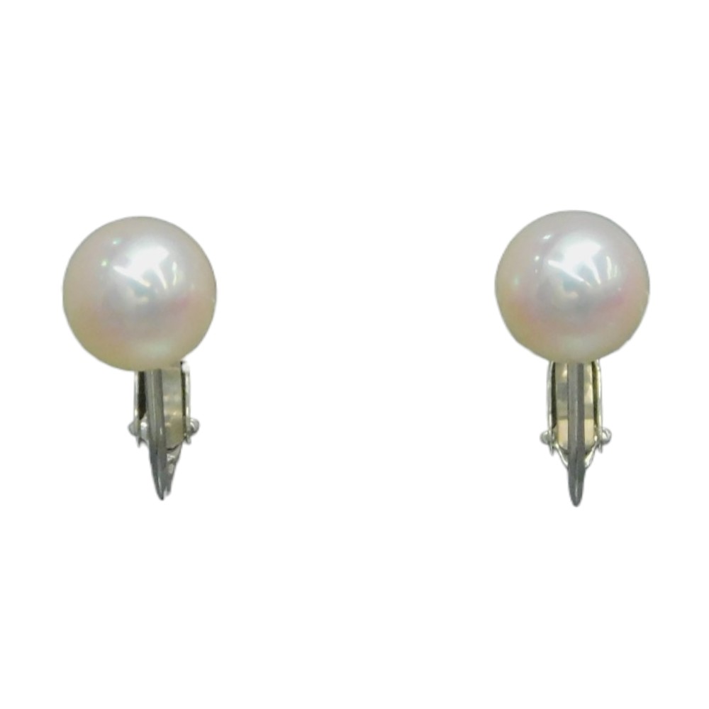 天然パールイヤリング　K14WG　ホワイトゴールド　真珠　2.33ｇ　7.52ｍｍ　両耳　ネジバネ式　冠婚葬祭　ジュエリー　レディース　ギフト　プレゼント包装可【中古】新居浜店