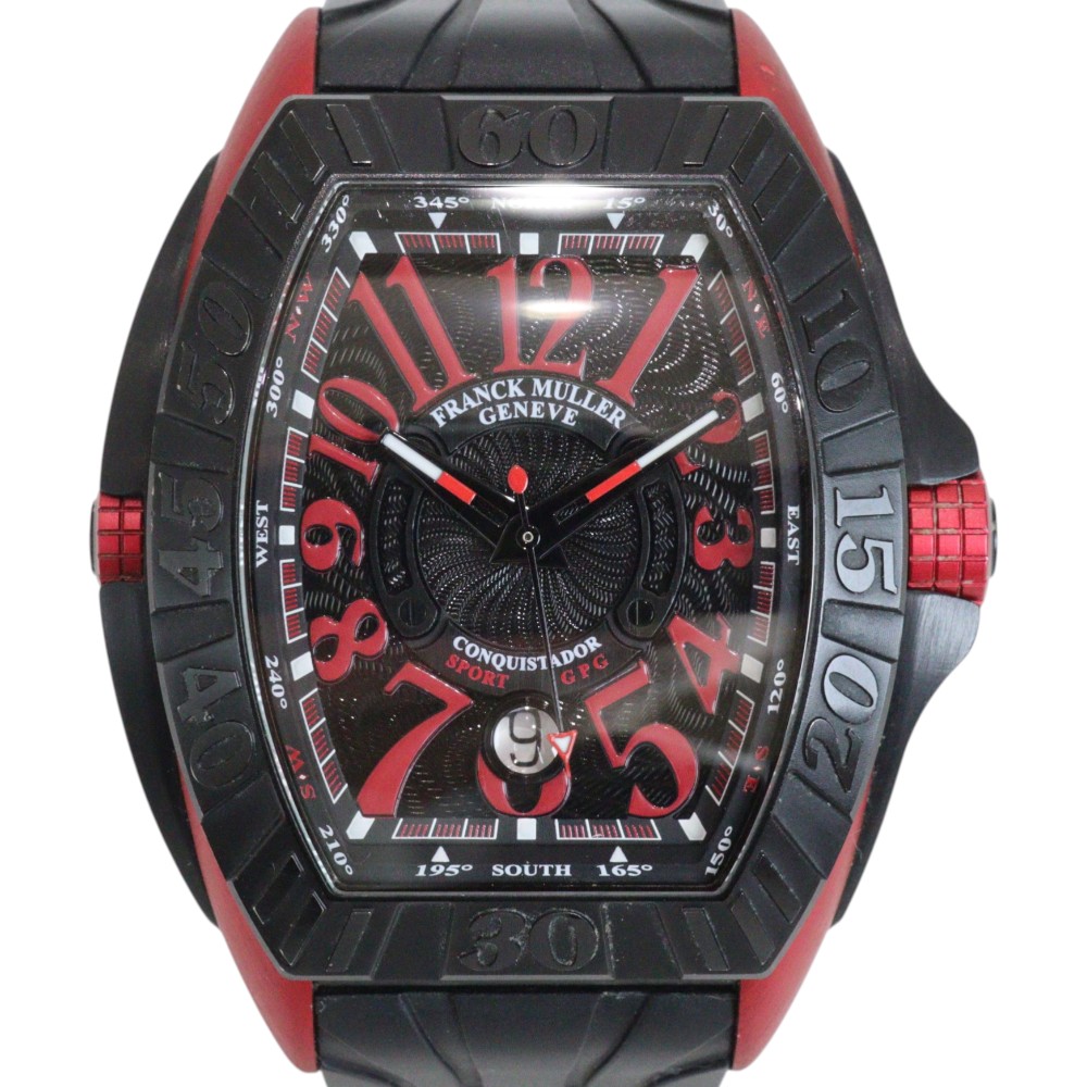 【内外箱あり】FRANCK MULLER　フランクミュラー　コンキスタドールグランプリ　8900SCDYGPG　自動巻き　チタン　ブラック文字盤　デイト　日付表示　ラバー　メンズ　紳士　シンプル　人気　腕時計　ウォッチ　プレゼント包装　ギフト【中古】松前R56号店