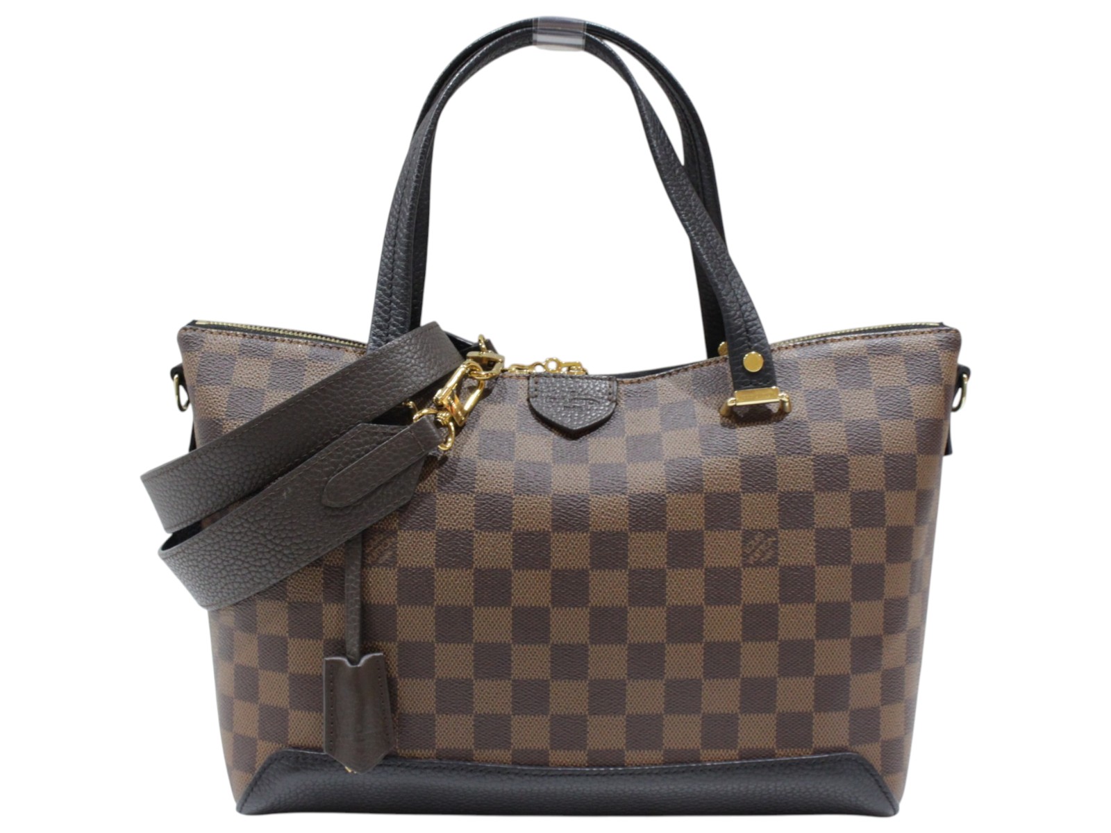 【ショルダーストラップ付】LOUIS VUITTON　ルイ・ヴィトン　ハイドパーク　N41014　ダミエ・エベヌキャンバス　レザー　ブラウン系&times;ブラック　2WAY　ハンドバッグ　ショルダーバッグ　肩掛け　レディース　ギフト　プレゼント包装可【中古】松山久万ノ台店｜かんてい局松前Ｒ５６号店