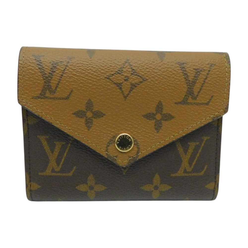 LOUIS VUITTON ルイ・ヴィトン ポルトモネ・ヴィクトリーヌ M81557 モノグラム/モノグラム・リバース ブラウン ゴールド金具 コンパクト ミニ財布 エンヴェロップ型 レディース ウィメンズ ギフト プレゼント包装可【中古】新居浜店