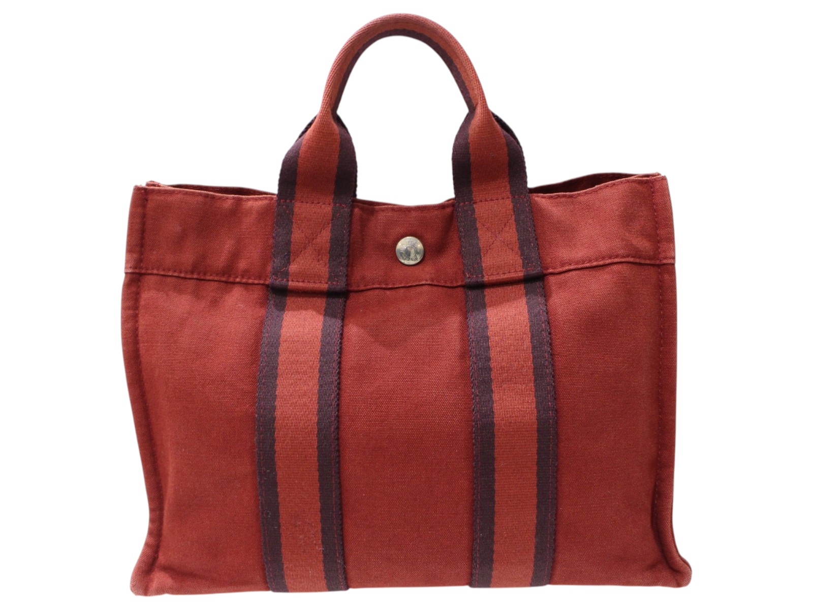 HERMES　エルメス　フールトゥPM　ハンドバッグ　レッド系　コットンキャンバス　ミニバッグ　レディース　メンズ　ユニセックス　カジュアル　シンプル　人気　プレゼント包装　ギフト【中古】松前R56号店