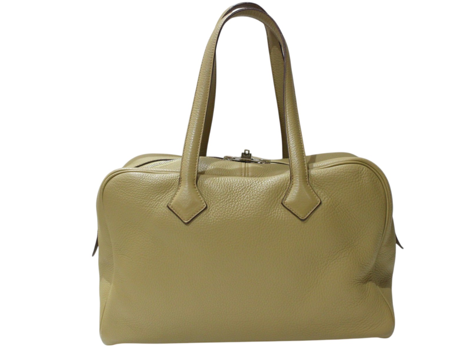 HERMES エルメス ヴィクトリア35 □L目じるし 2008年製 カーキ系 なめし革 豆の町型 レディース メンズ ユニ一発やる 分かりやすい 一般受け 差し上げ物荷拵え 差し上げ物【中古】松前R56号店
