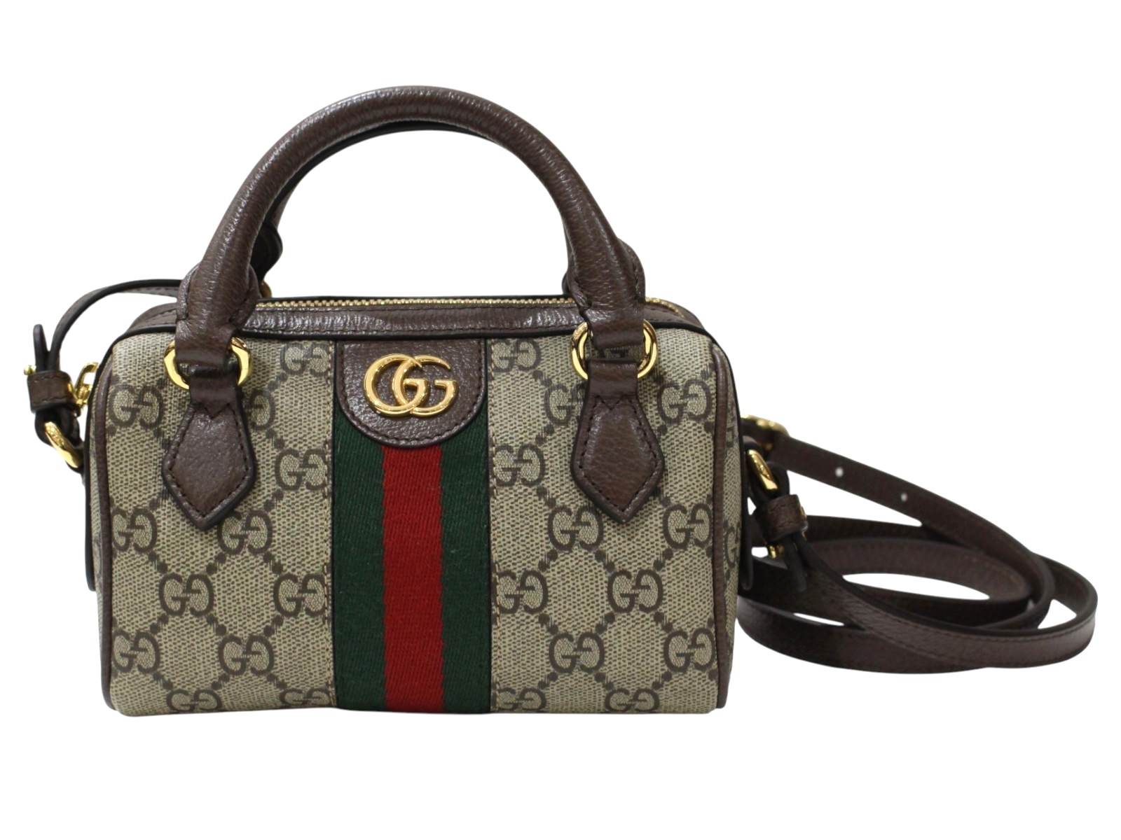 GUCCI　グッチ　オフディアスーパーミニバッグ　781490　ショルダーバッグ　斜め掛け　2WAY　ブラウン系　ゴールド金具　小さめ　コンパクト　ファスナー開閉　レディース　ウィメンズ　シンプル　人気　プレゼント包装　ギフト【中古】松前R56号店