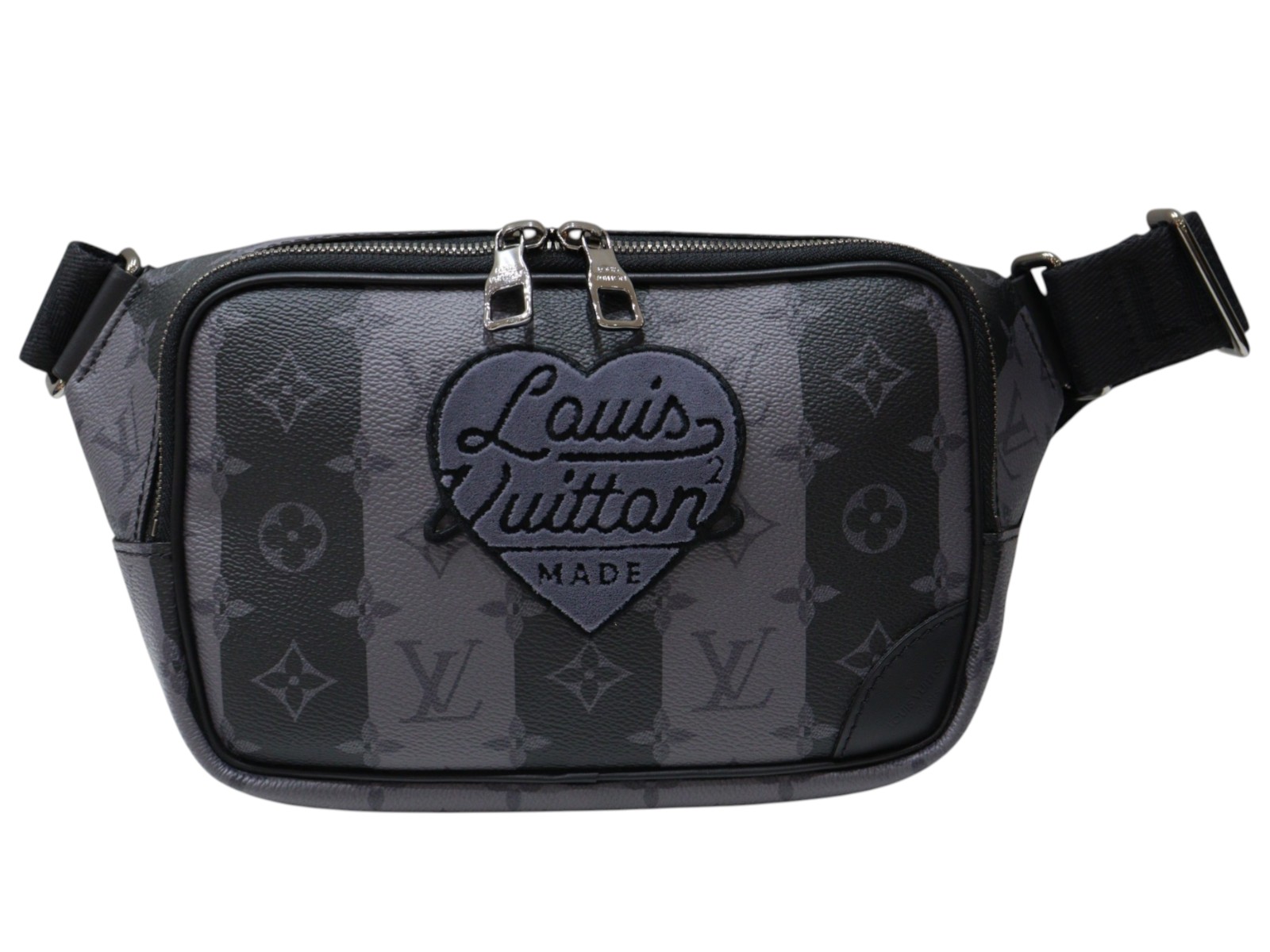 LOUIS VUITTON　ルイ・ヴィトン　モジュラースリングバッグ　M59338　モノグラム･ストライプエクリプス　ブラック　グレー系　LVメイド　コラボ　クロスボディバッグ　メンズ　人気　ギフト　プレゼント包装可【中古】松山朝生田店