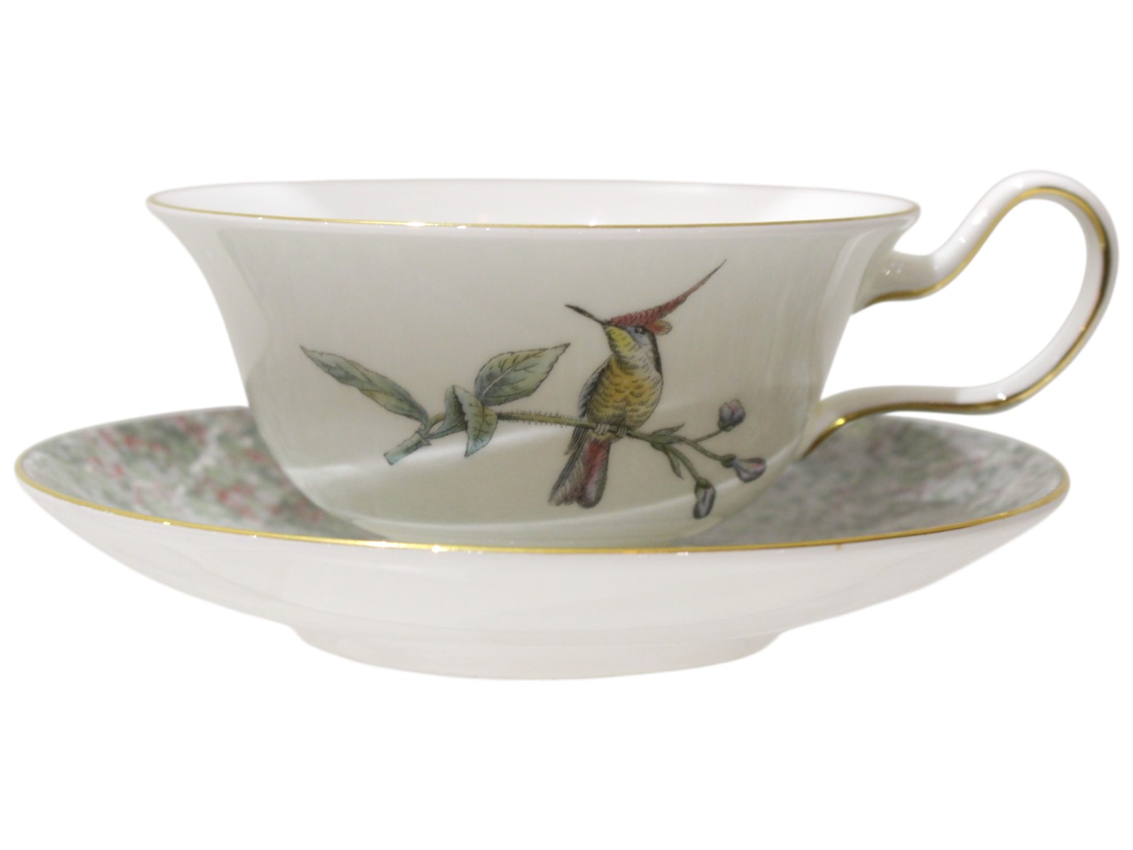 WEDGWOOD ウェッジウッド 鼻歌を歌う小鳥 紅茶優勝杯＆平円盤 白いこと 薄墨色系 鳥 壺ロゴタイプ 廃番 ボーンチャイナ 室内装飾 食器 差し上げ物荷拵え 差し上げ物【中古】松前R56号店