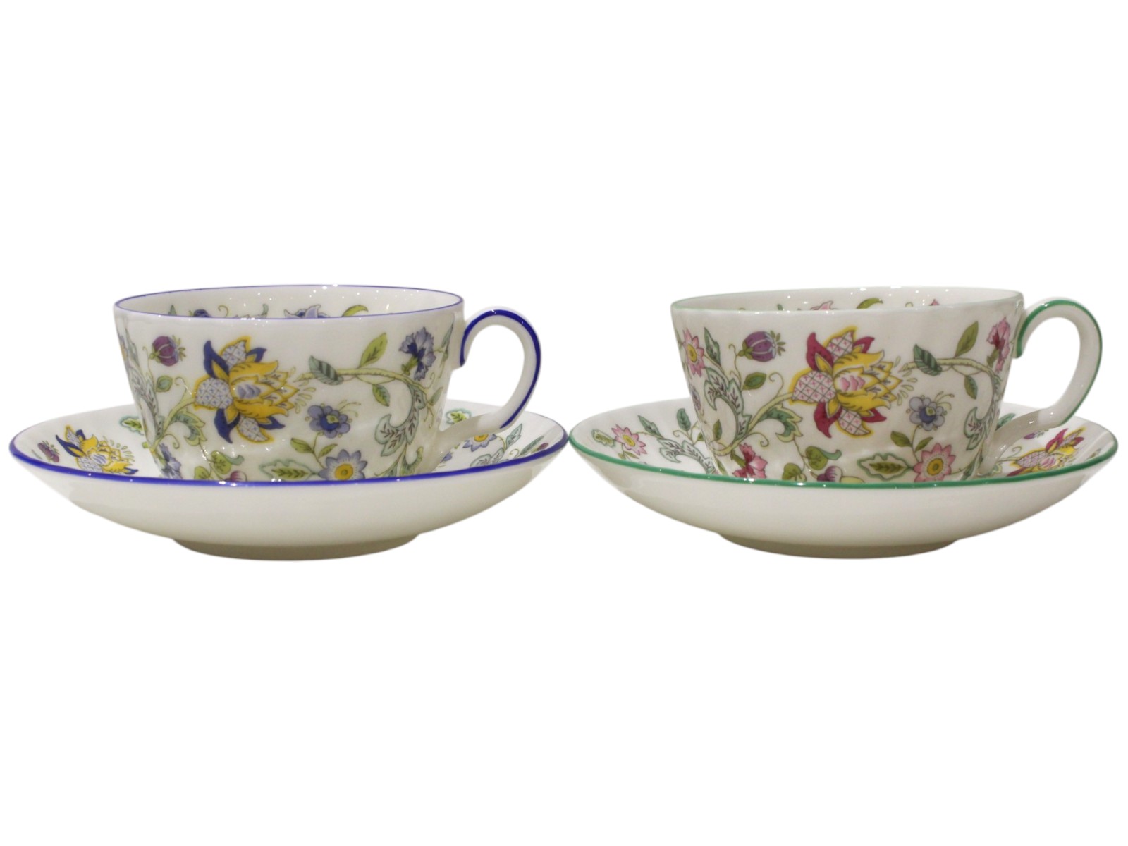 MINTON ミン英トン ハドンホールカップ＆平円盤 2客仕掛ける 白いこと系×マルチ色合い 紅茶優勝杯 ボーンチャイナ 皿 受け皿 ブランド名食器 洋食器 分かりやすい 差し上げ物荷拵え 差し上げ物 【中古】松前R56号店