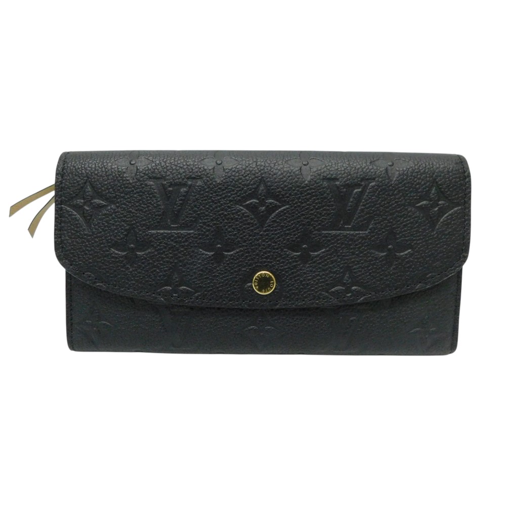 【布袋付き】LOUIS VUITTON　ルイ・ヴィトン　ポルトフォイユ・エミリー　M62369　モノグラム・アンプラント　ノワール　ゴールド金具　長財布　ロングウォレット　スリム　薄型　レディース　ギフト　プレゼント包装可【中古】新居浜店