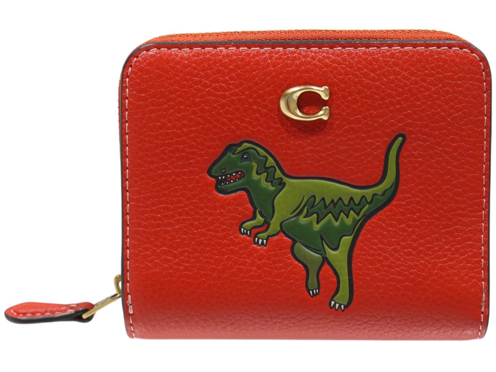 COACH　コーチ　ビルフォールド ウォレット・レキシー　CF832　二つ折り財布　折りたたみ財布　コンパクト財布　ポリッシュドペブルレザー　レッド　赤　恐竜　ユニセックス　ウィメンズ　レディース　メンズ　プレゼント包装　ギフト【中古】松山久万ノ台店｜かんてい局松前Ｒ５６号店