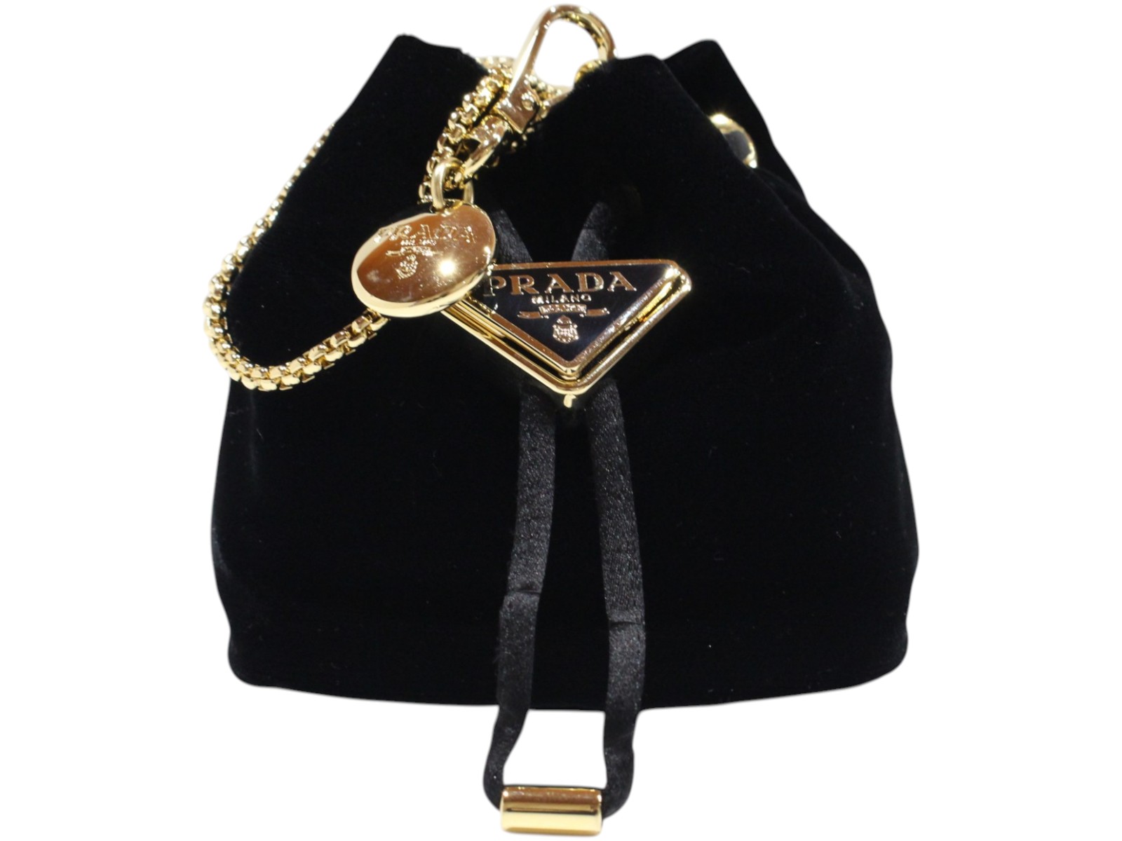 【特雅びやか・箱あり】PRADA プラダ 天鵞絨 ミニ合財袋 1NR016 黒いこと 黒 ゴールド金具 ミニ御徒面子 チェーン店ショルダーバッグ 惹き付ける 小容れもの 小さめ 曲がった掛け ウィメンズ レディース 分かりやすい 差し上げ物荷拵え 差し上げ物【中古】松山久万ノ台店