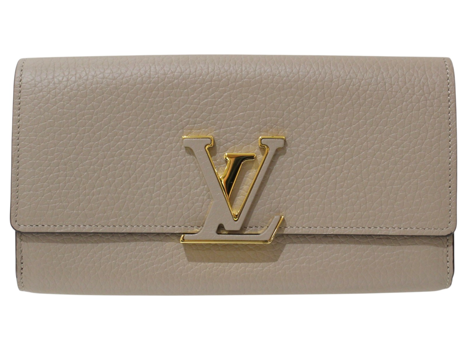 【箱・布袋あり】LOUIS VUITTON ルイ・ヴィトン ポルトフォイユ・カプシーヌ M61249 長札入れ ロングウォレット ガレ グレージュ系 トリヨンレザー ゴールド金具 レディース ウィメンズ 一般受け 定番 LV 差し上げ物 差し上げ物荷拵え可【中古】松前R56号店