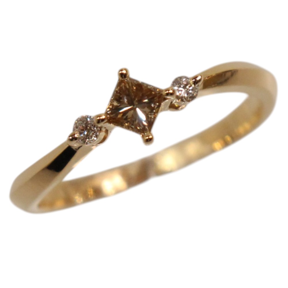 K18　3Pダイヤデザインリング　指輪　ダイヤモンド　0.213ct　0.06ct　2.5g　13.5号　上品　レディース　ジュエリー　プレゼント包装可　ギフト【中古】松山久万ノ台店 96,690円