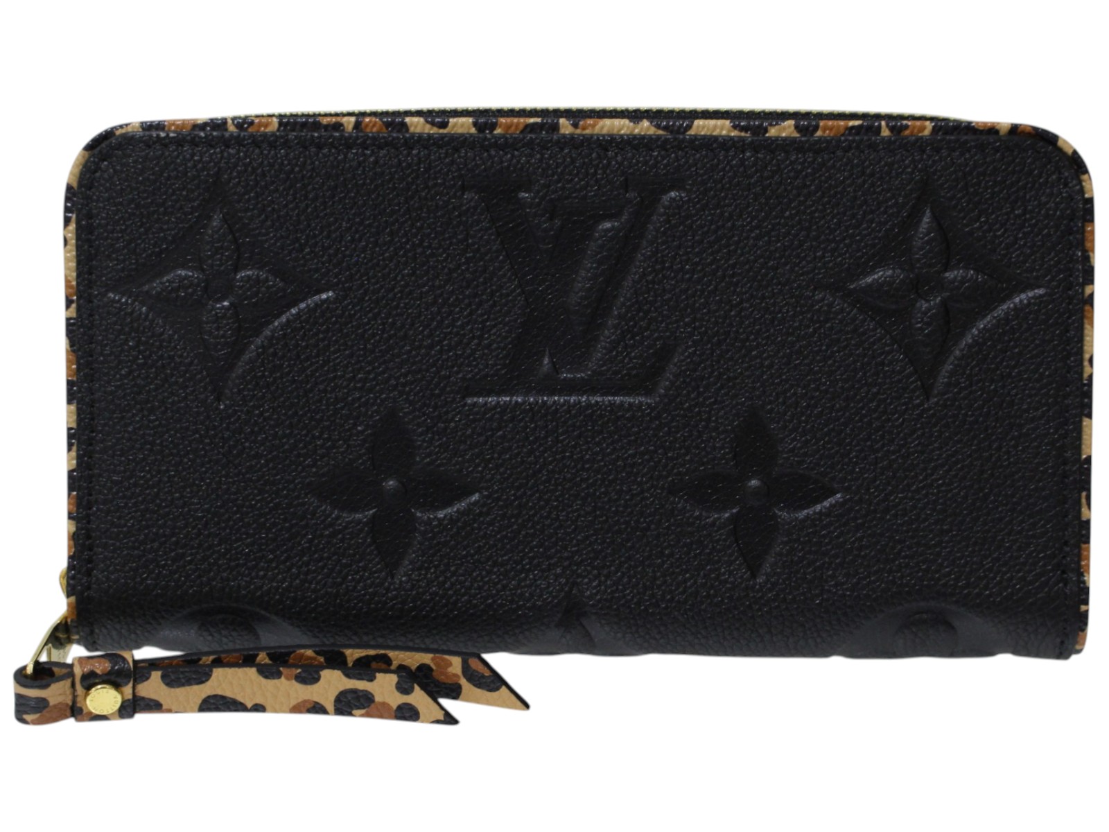 【箱・布袋あり】LOUIS VUITTON　ルイ・ヴィトン　ジッピーウォレット　M80680　モノグラム・アンプラント レザー　レオパード　ワイルド・アット・ハート コレクション　ブラック　ウォレット　長財布　レディース　ギフト　プレゼント包装可【中古】松前R56号店