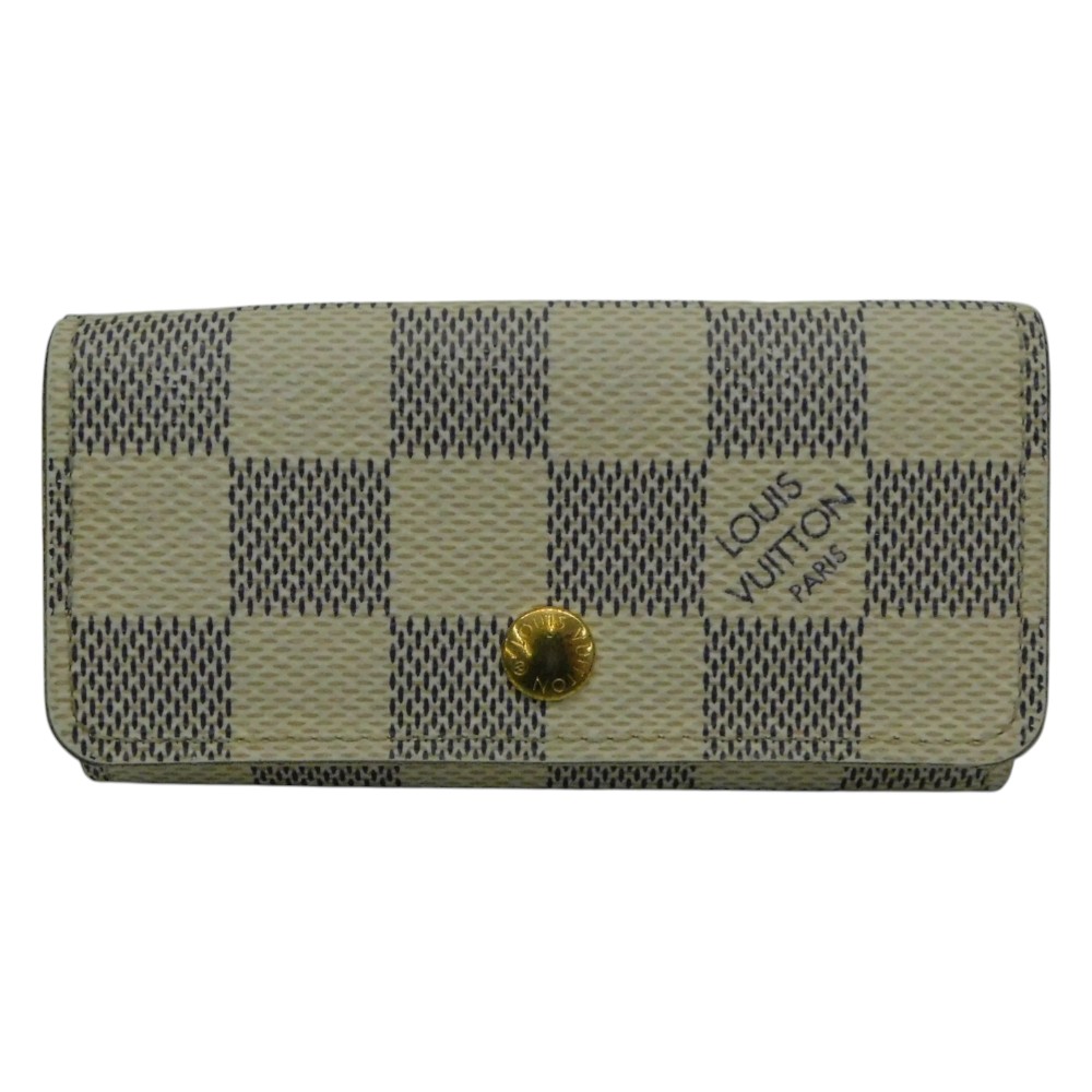 【箱・布袋付き】LOUIS VUITTON　ルイ・ヴィトン　ミュルティクレ4　N60386　ダミエ・アズール　キーケース　4連　系　アイボリー系　ゴールド金具　スリム　レディース　メンズ　ユニセックス　ギフト　プレゼント包装可【中古】新居浜店