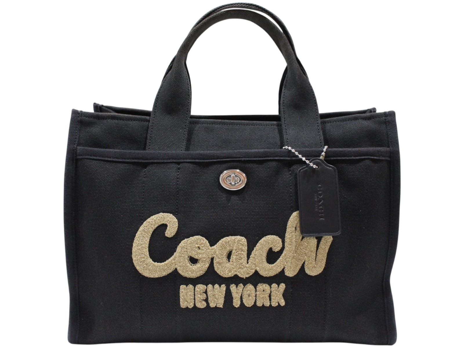 【ショルダーストラップ・布袋あり】COACH　コーチ　カーゴトートバッグ　CP158　ブラック　キャンバス　ハンドバッグ　ショルダーバッグ　2WAY　斜め掛け　レディース　ウィメンズ　シンプル　人気　プレゼント包装　ギフト【中古】松山久万ノ台店 19,296円