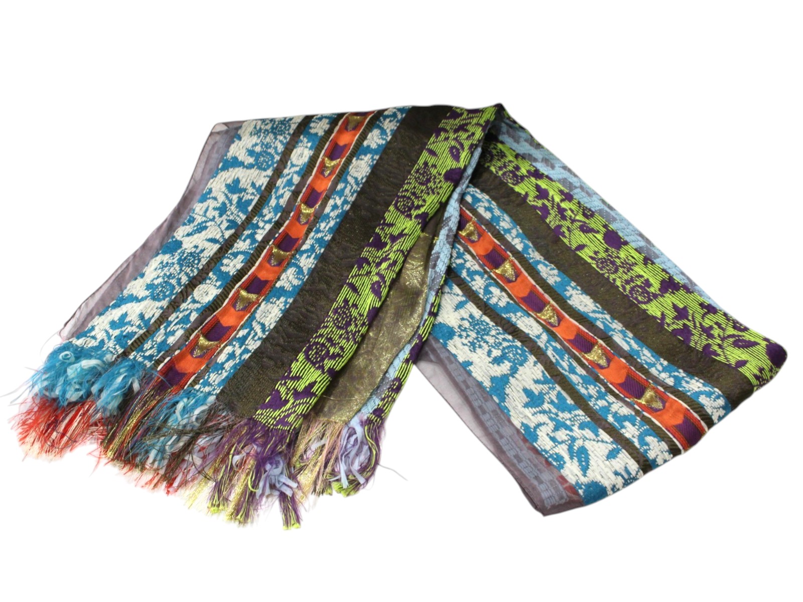 ETRO エトロ 袈裟 マルチ色合い フリンジ 異原料品 着飾る レディース ウィメンズ 流行り物小物 一般受け 分かりやすい 差し上げ物 差し上げ物荷拵え可【中古】松前R56号店
