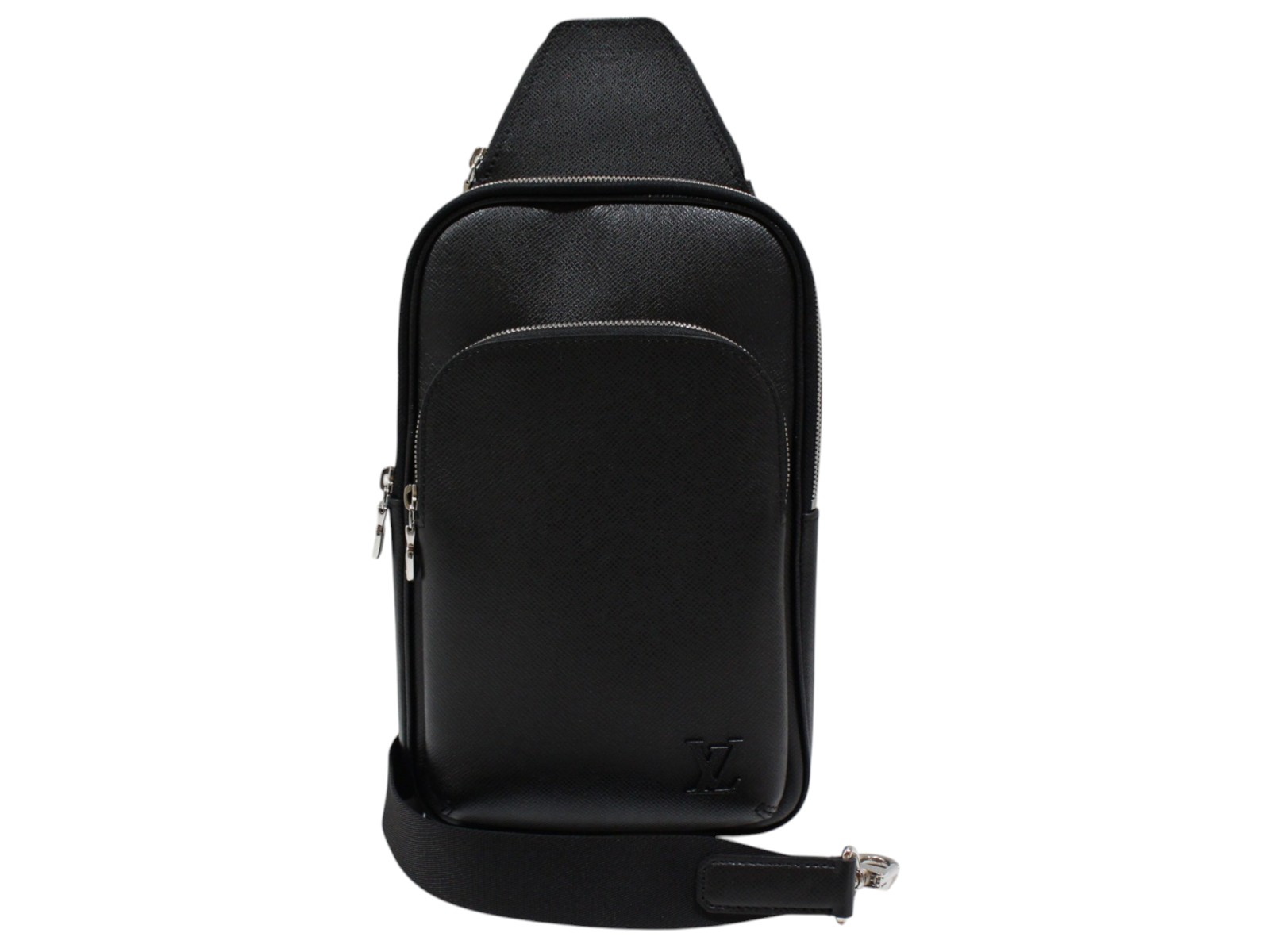 LOUIS VUITTON　ルイ・ヴィトン　アヴェニュー・スリングバッグ　M30863　ボディバッグ　クロスボディー　斜め掛け　タイガ　ブラック　シルバー金具　メンズ　シンプル　ギフト　プレゼント包装可【中古】松山久万ノ台店