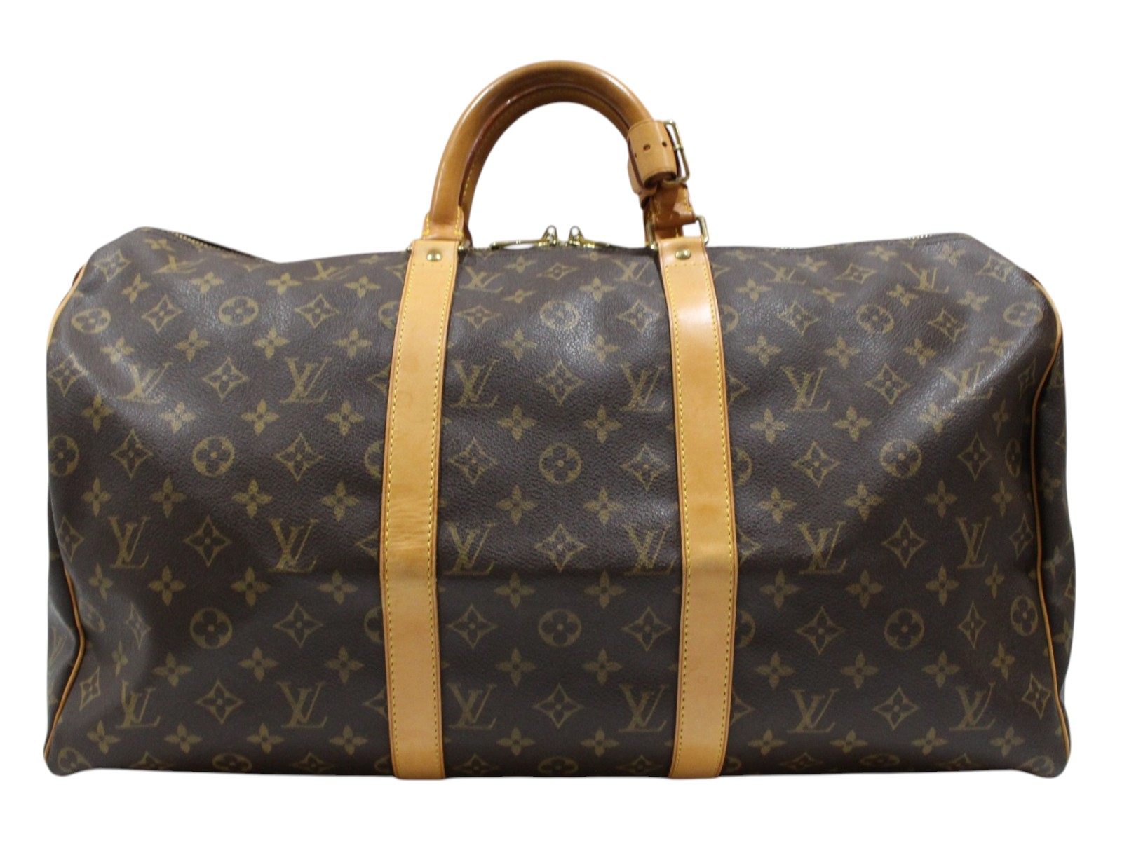 【鍵・カデナあり】LOUIS VUITTON ルイ・ヴィトン キーポル50 M41426 モノグラムキャンバス ボストンバッグ 旅行カバン ブラウン系 定番 人気 メンズ レディース ユニセックス ギフト プレゼント包装可【中古】松山久万ノ台店|かんてい局松前R56号店