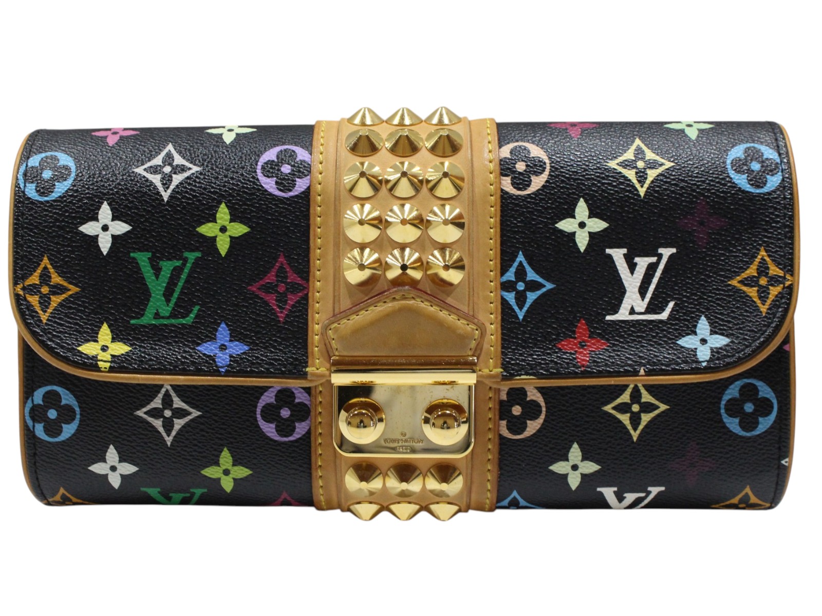 【箱・布袋あり】LOUIS VUITTON ルイ・ヴィトン ポシェット・コートニー M45640 クラッチペダル御徒面子 二つ目御徒面子 モノグラム ノワール×マルチ色合い スタッズ  ゴールド金具 レディース ウィメンズ 差し上げ物 差し上げ物荷作り可【中古】松山久万ノ台店
