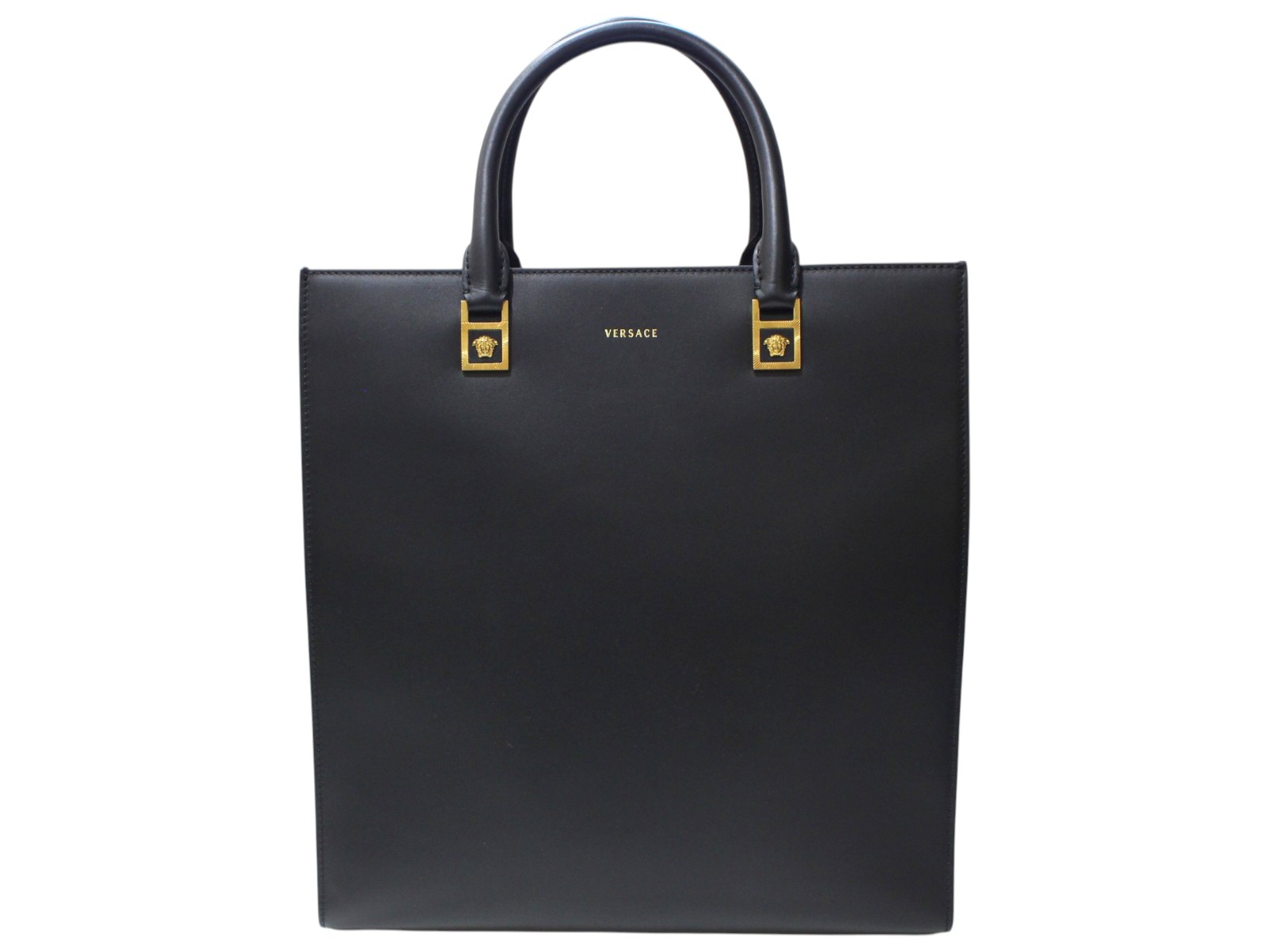 VERSACE ヴェルサーチェ トートバッグ ブラック レザー 大きい メンズ レディース ユニセックス ウィメンズ 人気 ブランド 定番 ギフト プレゼント包装可【中古】松前R56号店|かんてい局松前R56号店