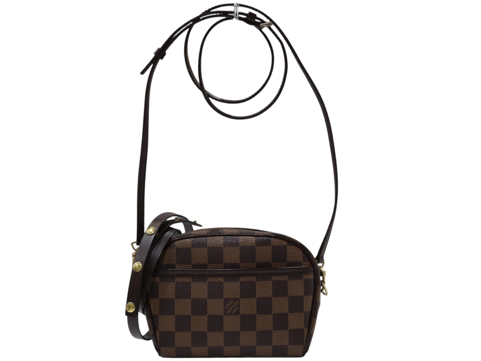 LOUIS VUITTON　ルイ・ヴィトン　ポシェット・イパネマ　N51296　ブラウン系　ゴールド金具　ファスナー　ダミエ・エベヌ　ショルダーバッグ　斜め掛け　ウエストポーチ　2WAY　レディース　ウィメンズ　女性　定番　人気　ギフト　プレゼント包装可【中古】松山朝生田店