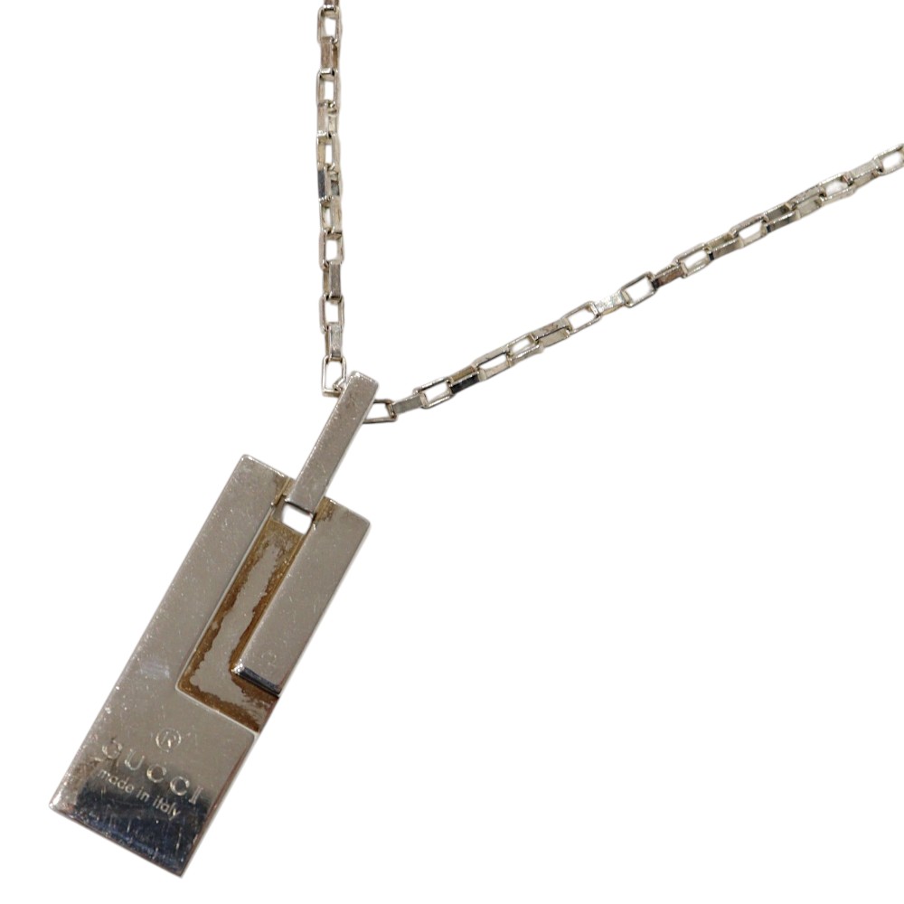 GUCCI グッチ SV925 プレートタグネックレス 16.8ｇ 50糎 スターリングしろがね色 ブランド名宝飾品 佩び物 シャンデリヤ 小物 レディース メンズ ユニ一発やる 着飾る 分かりやすい 一般受け 差し上げ物荷拵え 差し上げ物【中古】松山朝生田店