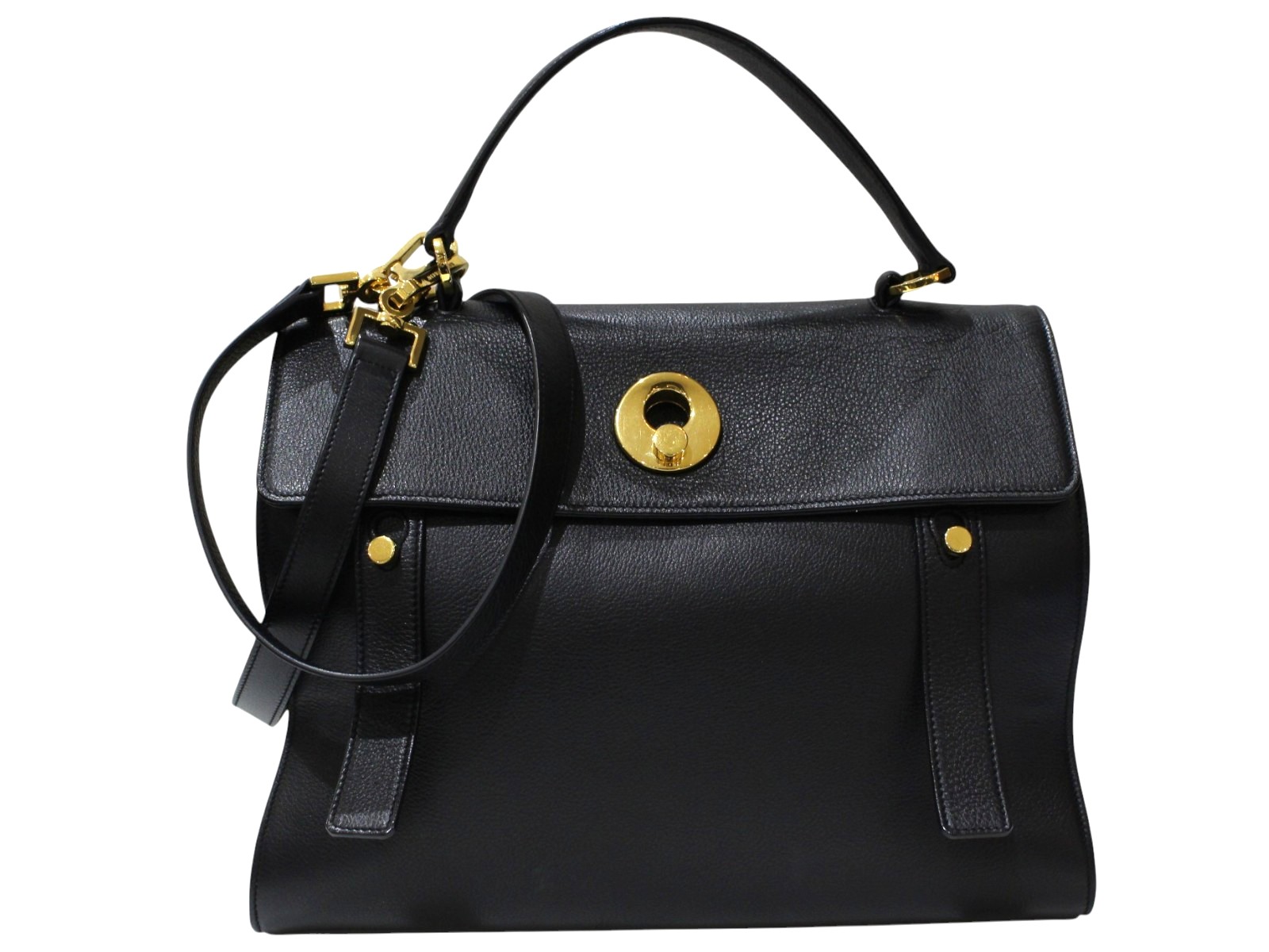 【布袋・ストラップあり】SAINT LAURENT サンローラン ミューズ・トゥ 2WAY 黒いこと×ベージュ系 ゴールド金具 なめし革×スウェード 納める レディース ウィメンズ 定番 分かりやすい 一般受け 差し上げ物 差し上げ物荷拵え可【中古】松前R56号店