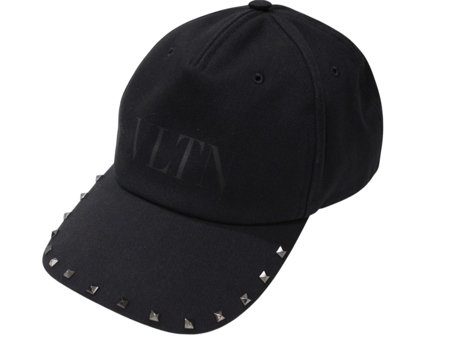 VALENTINO ヴァレンティノ キャップ サイズ57 ブラック コットン100% スタッズ VLTNロゴ 帽子 メンズ ユニセックス ファッション小物 シンプル お洒落 人気 プレゼント包装可 ギフト【中古】松前R56号店|かんてい局松前R56号店